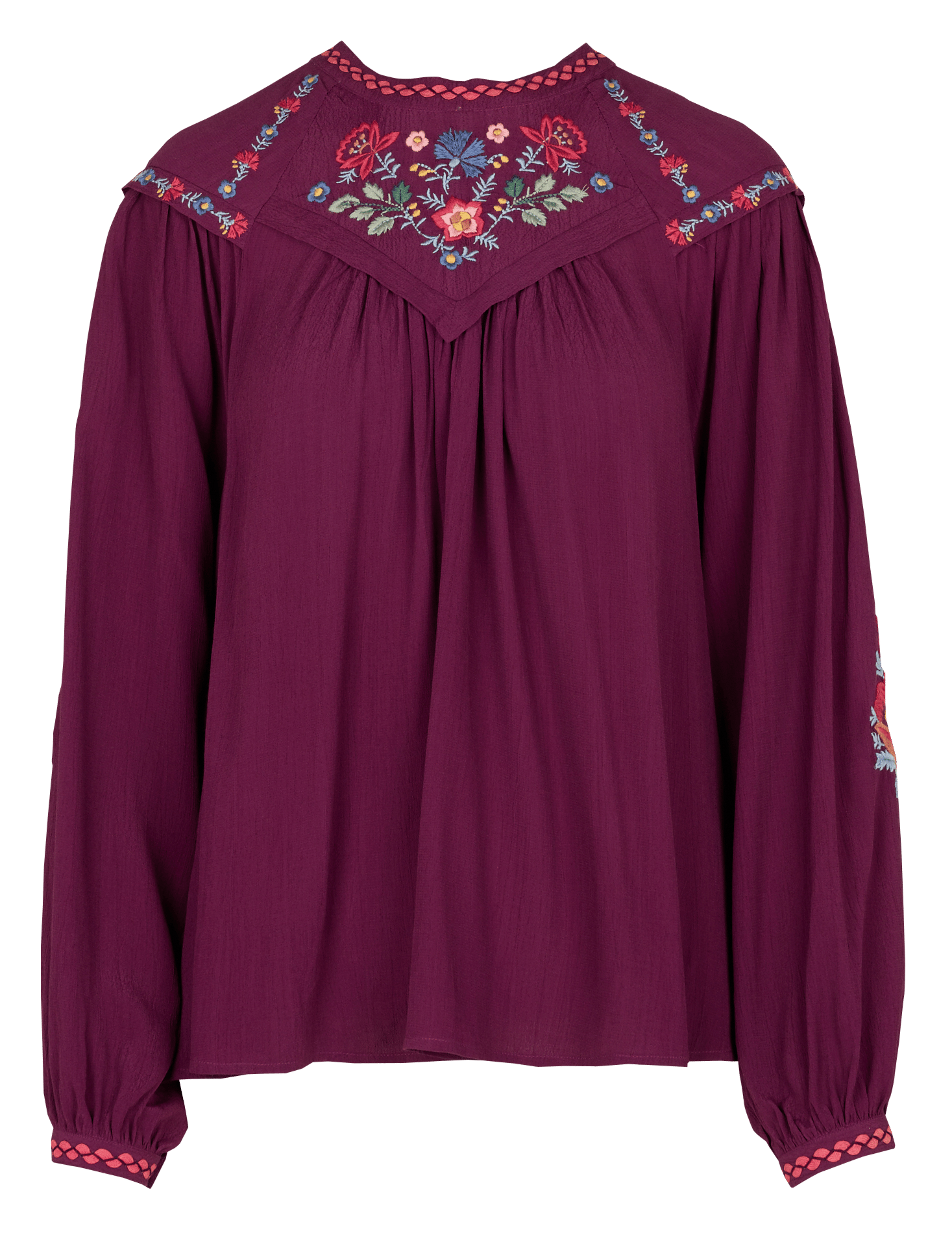 Blouse droite col rond brodé LOUISE MISHA Rouge
