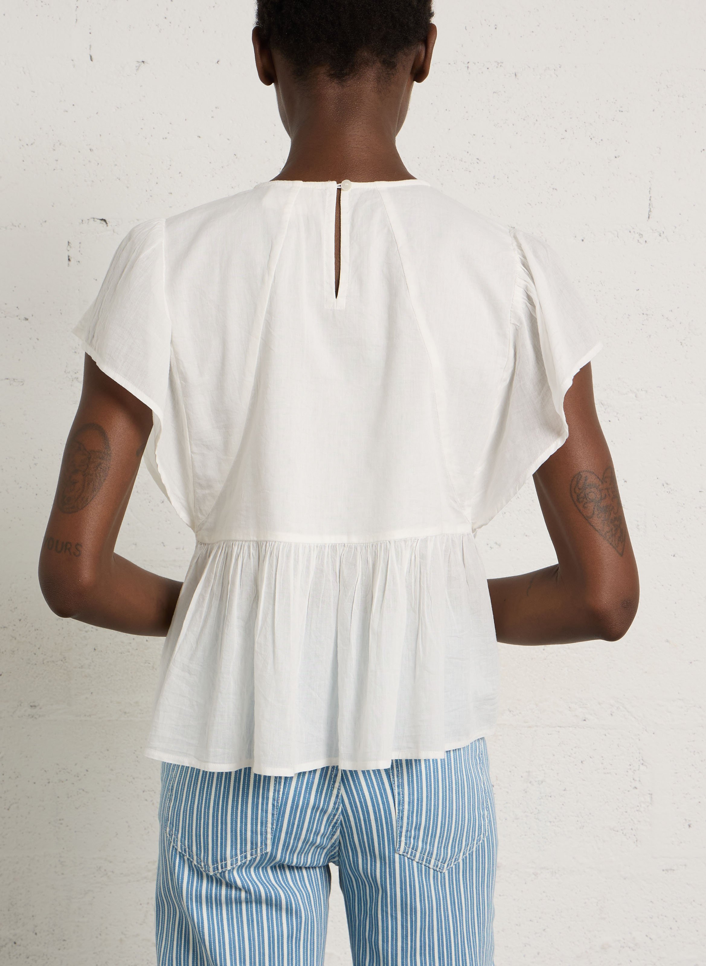 Katoenen blouse met ronde hals MAISON 123 Wit