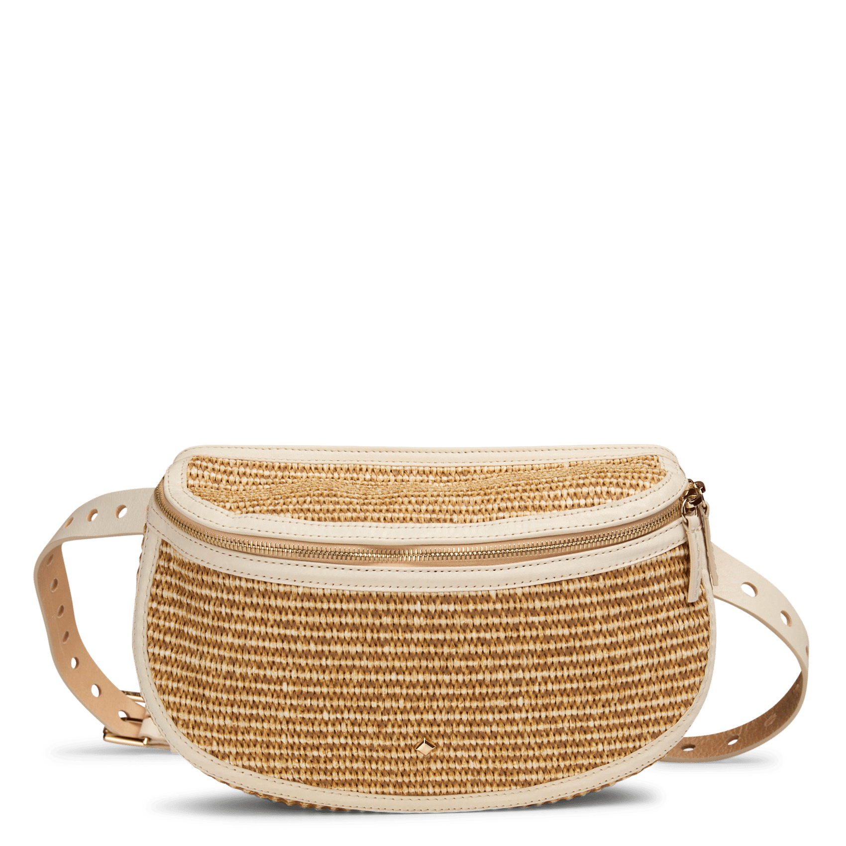 Sac banane en raphia et cuir mélangé HERBERT FRERE SOEUR Multicolore