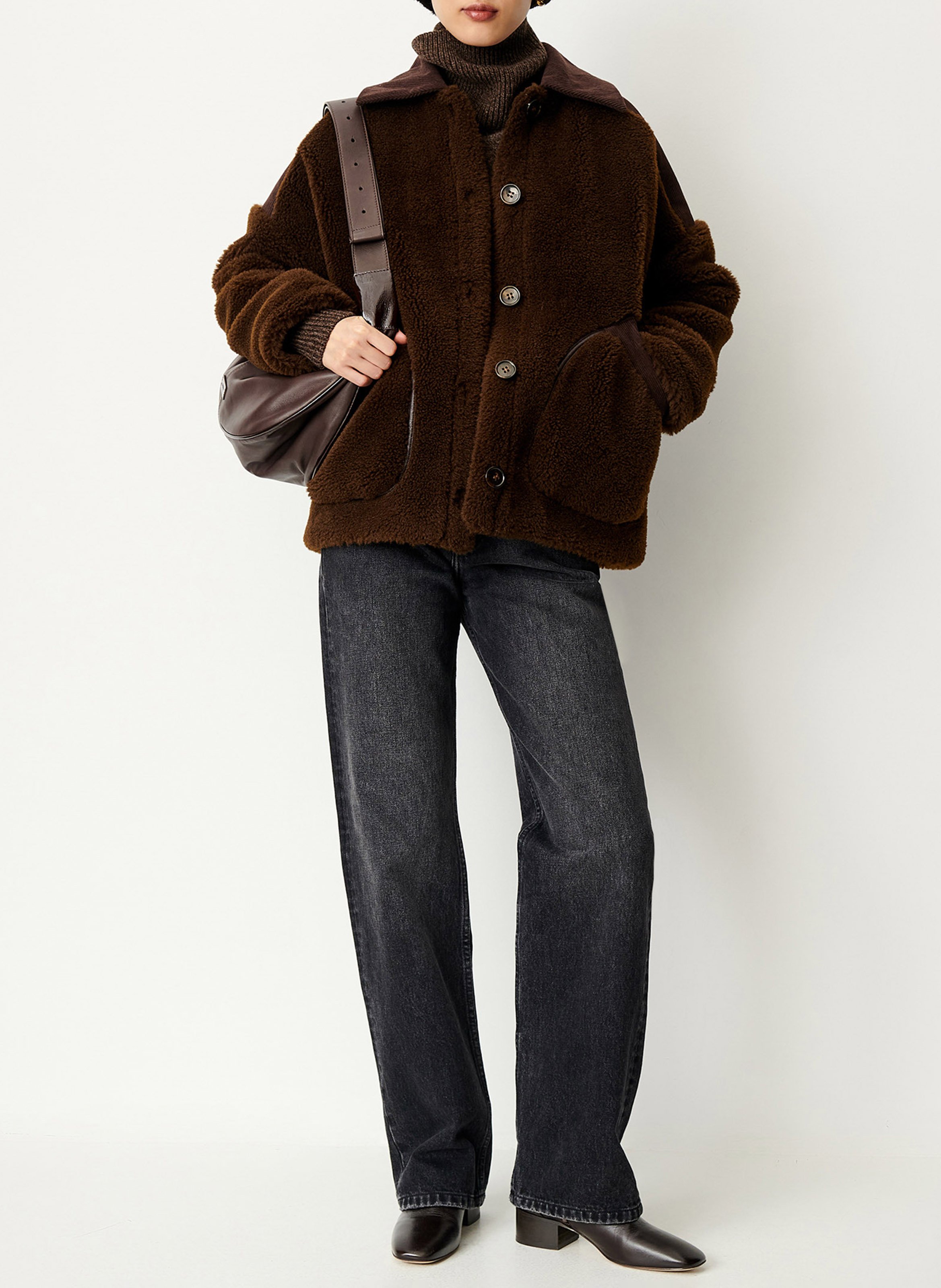 Oversized jasje van wolmix  SESSUN Bruin