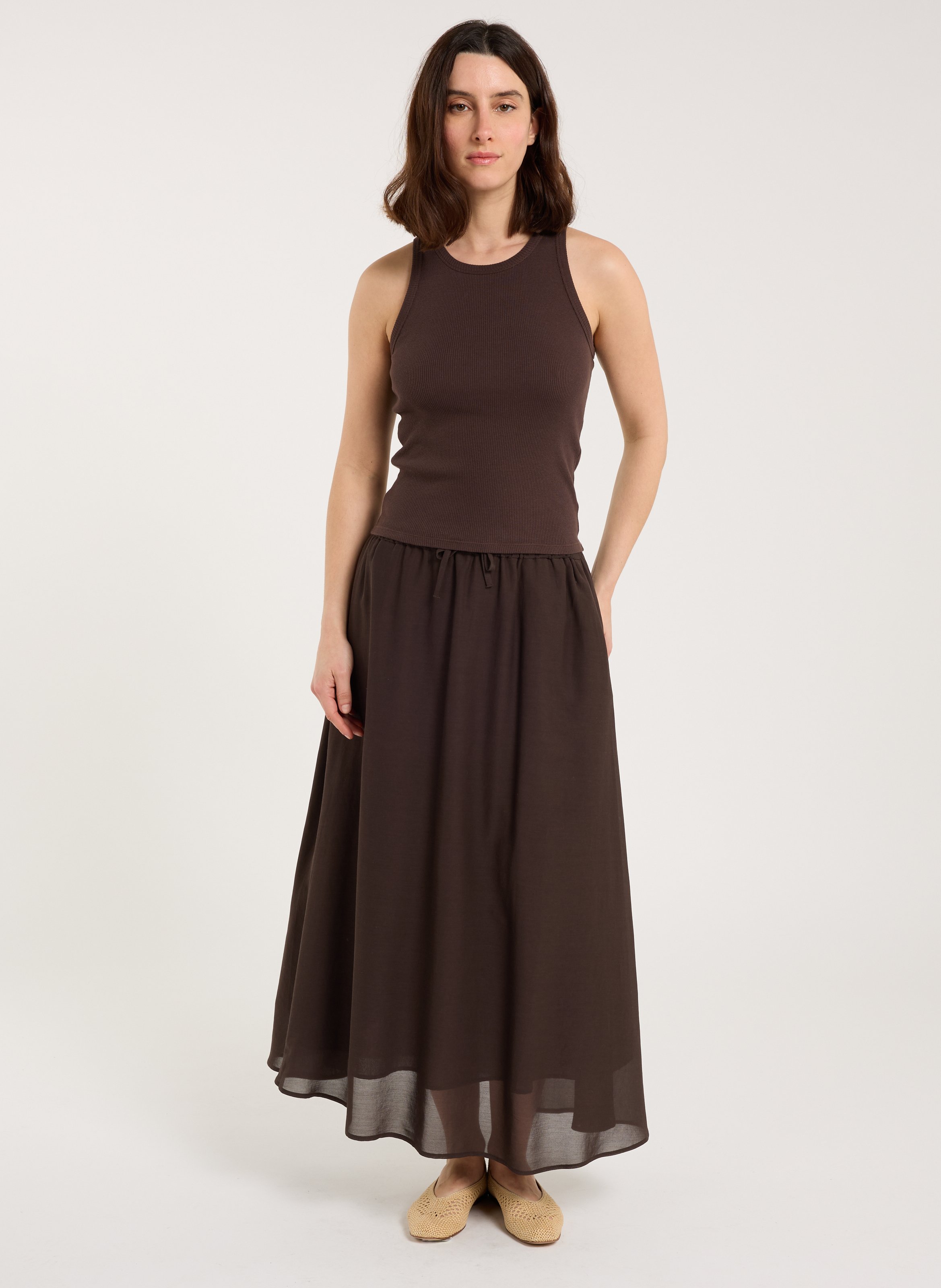 Geripptes Tanktop aus Baumwolle SAISON 1865 Braun