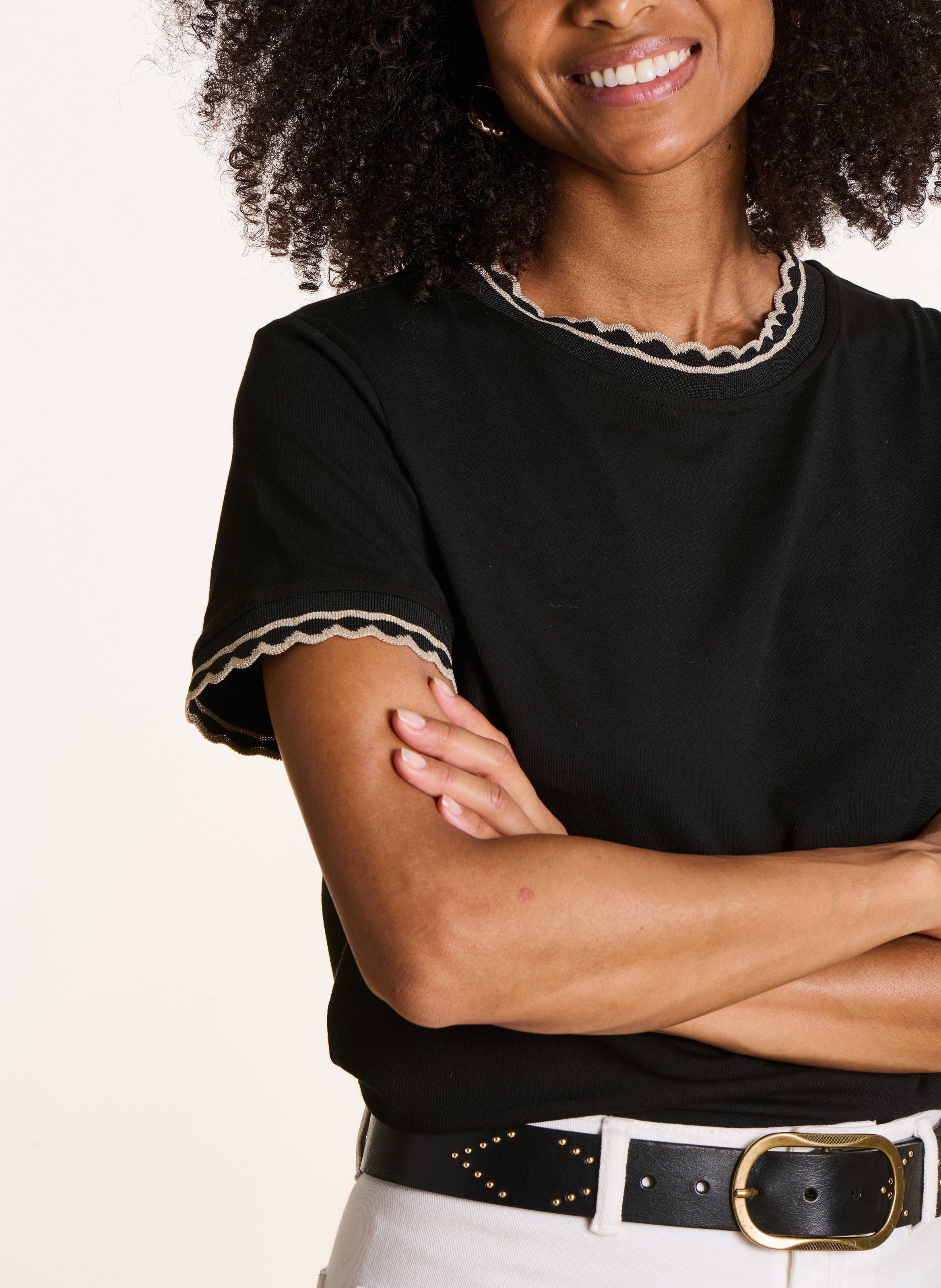 Straight-cut organic cotton T-shirt LA FEE MARABOUTEE Black