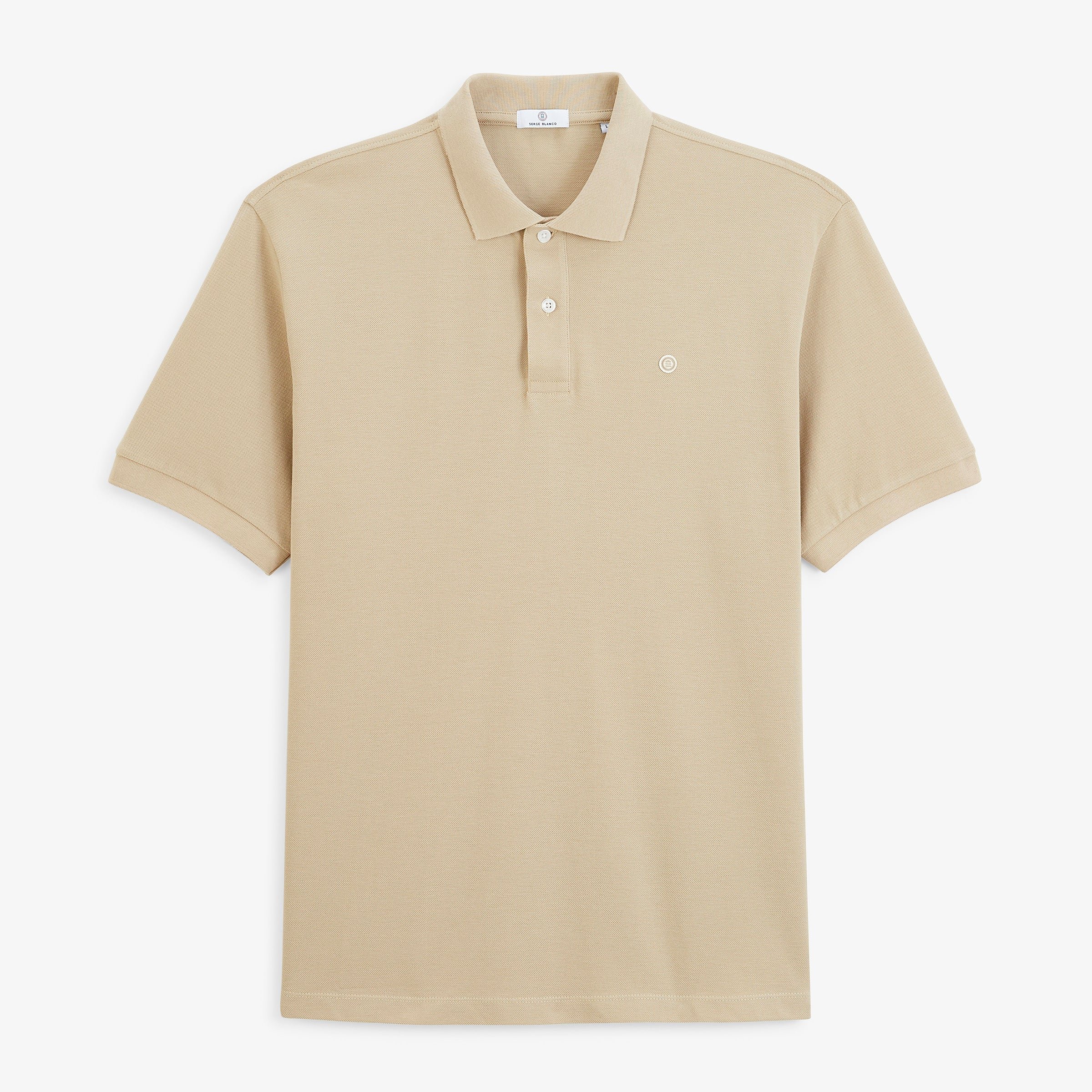 Short-sleeved cotton piqué polo SERGE BLANCO Beige