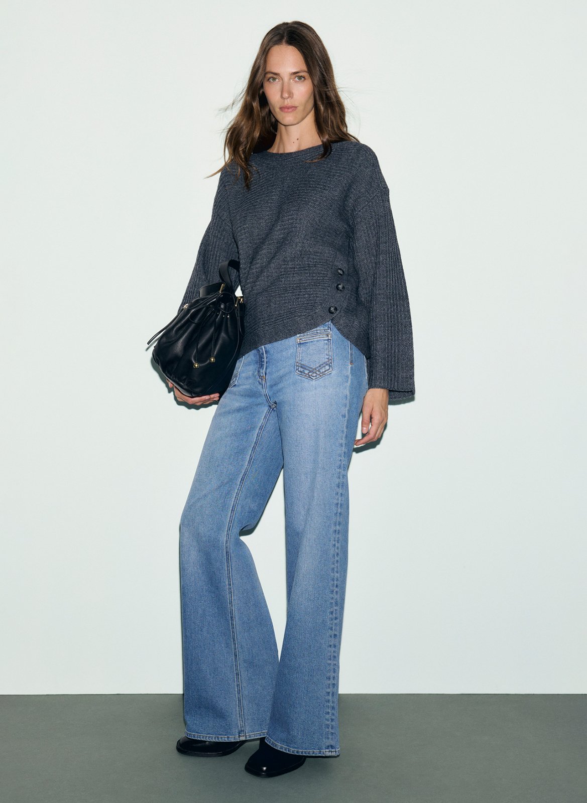 Straight boat neck wool blend sweater GERARD DAREL Grey