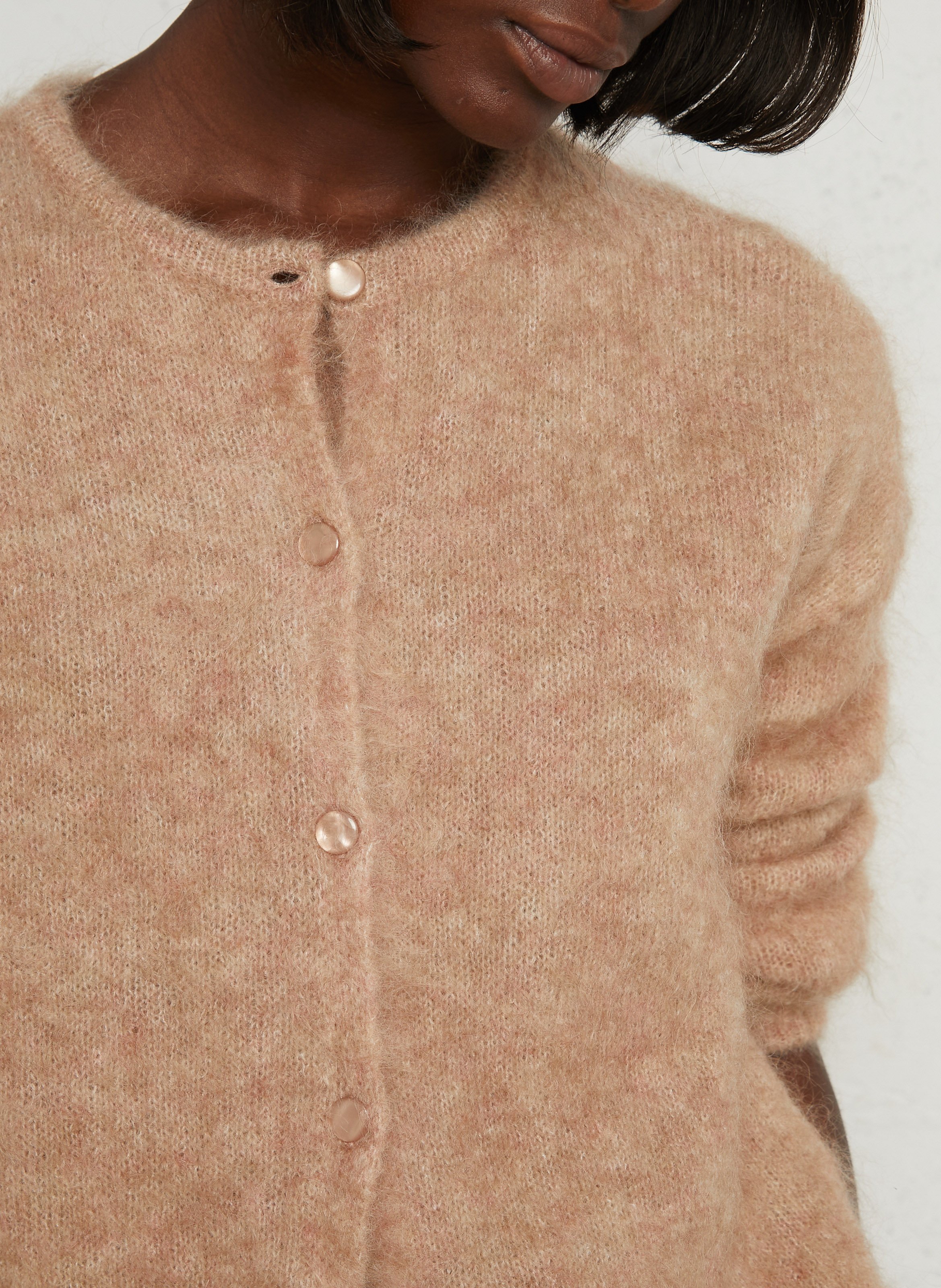Gilet ample en mohair mélangé DES PETITS HAUTS Rose