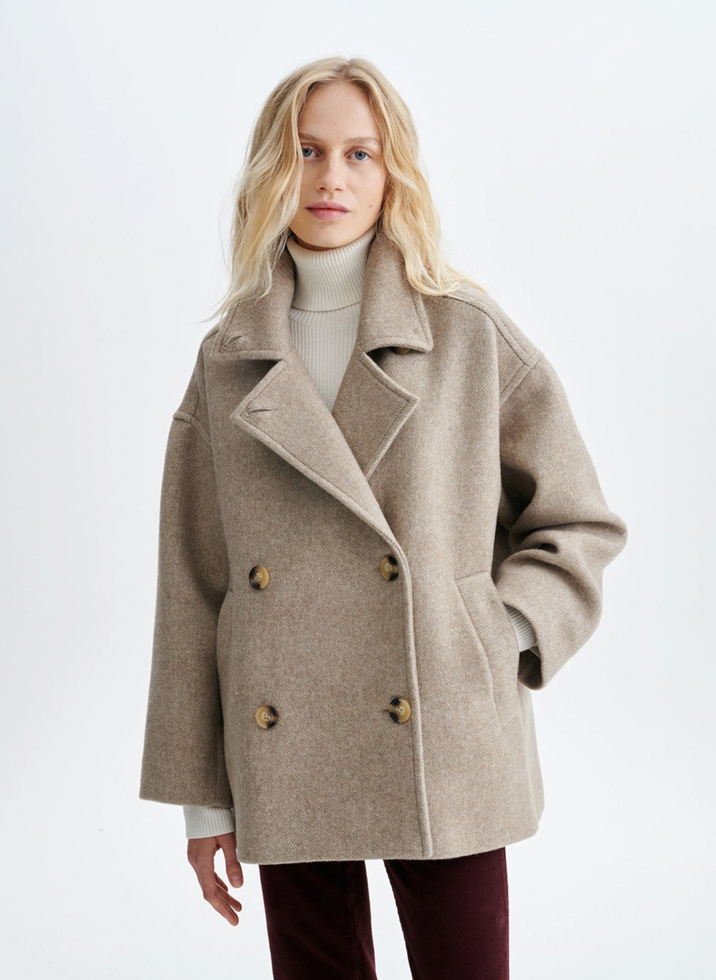 Jas met opstaande kraag - wolblend VANESSA BRUNO Beige