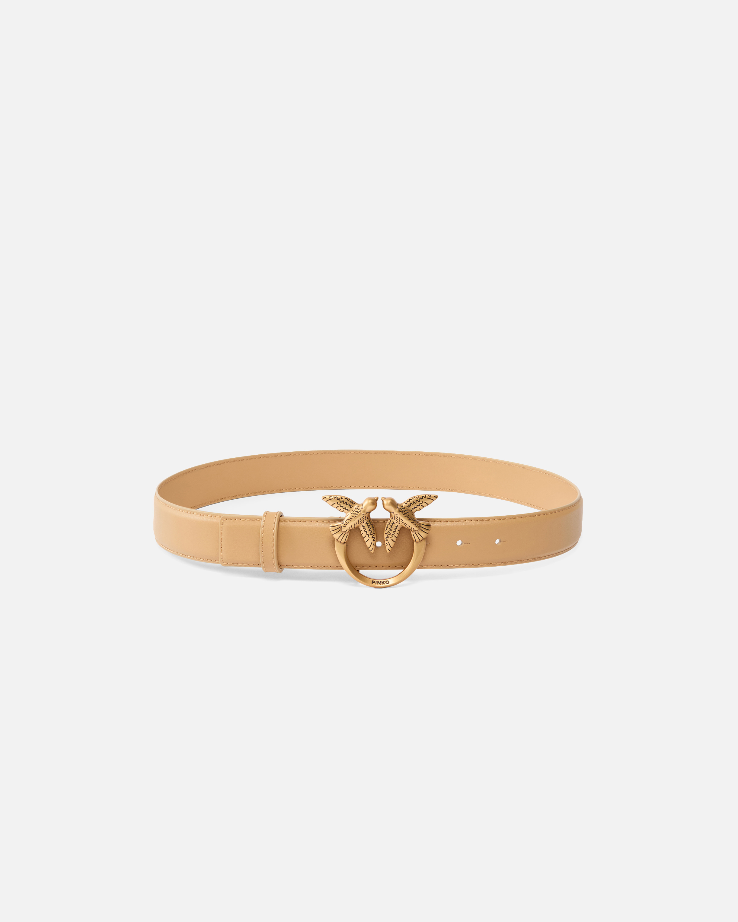Ceinture love birds en cuir 3cm PINKO Beige