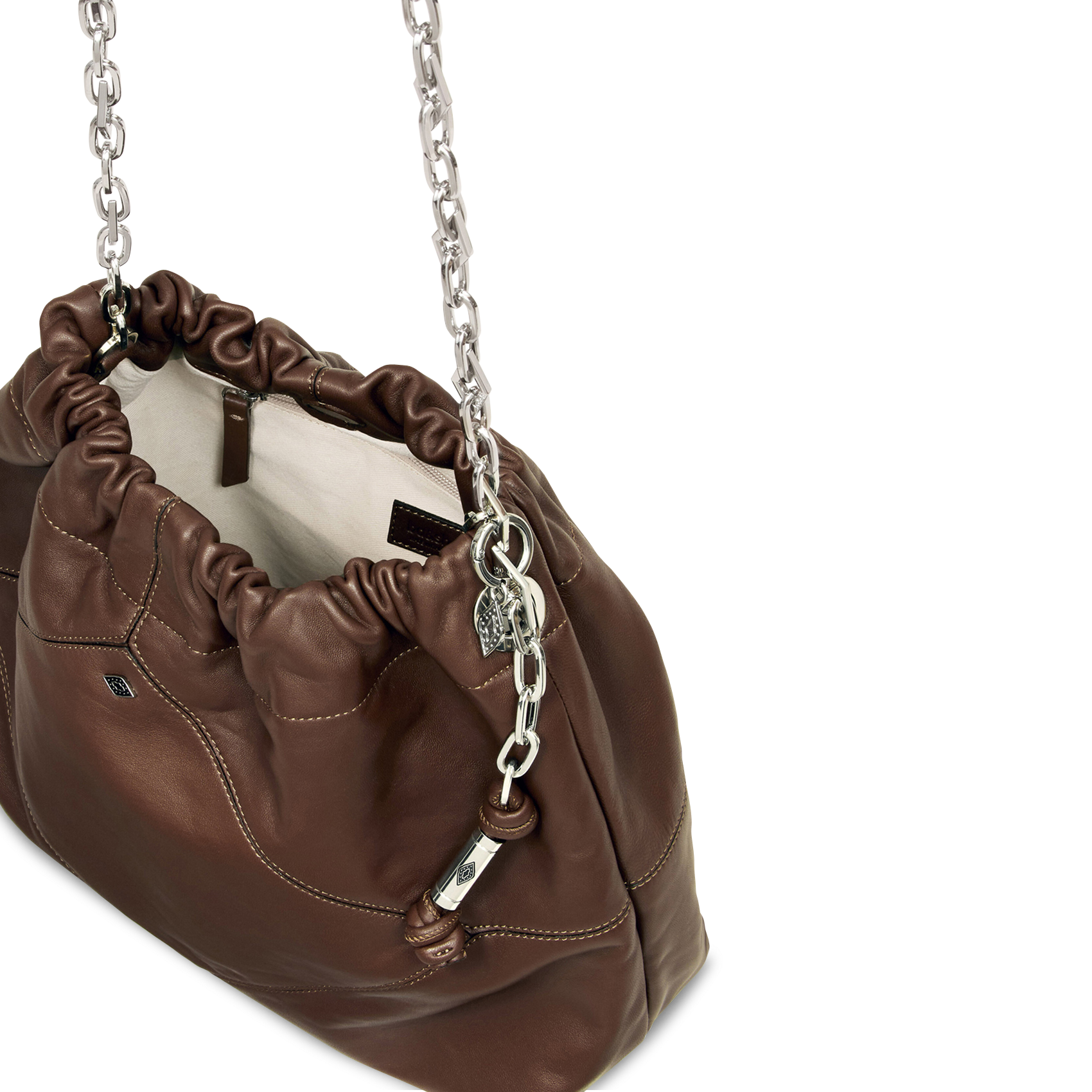 Tote Bag aus Leder mit Kettenriemen BA&SH Braun