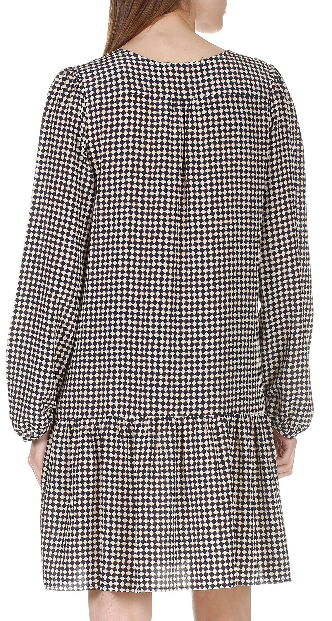 Short silk dress with ruffles and graphic print  ATTIC AND BARN Blue