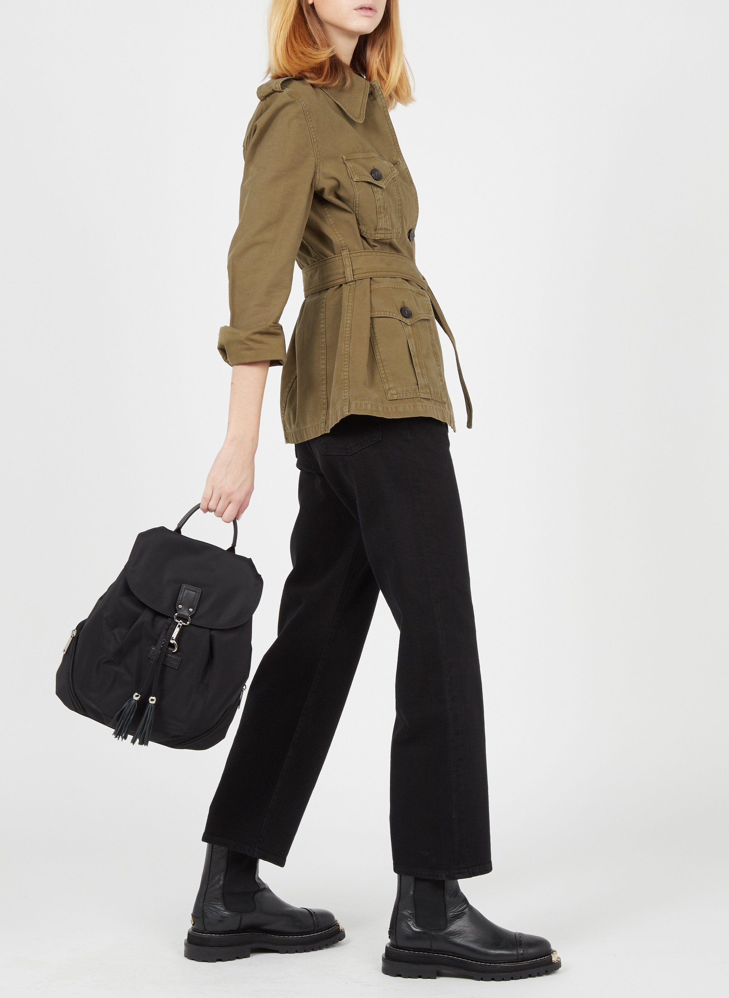 Backpack with flap Black