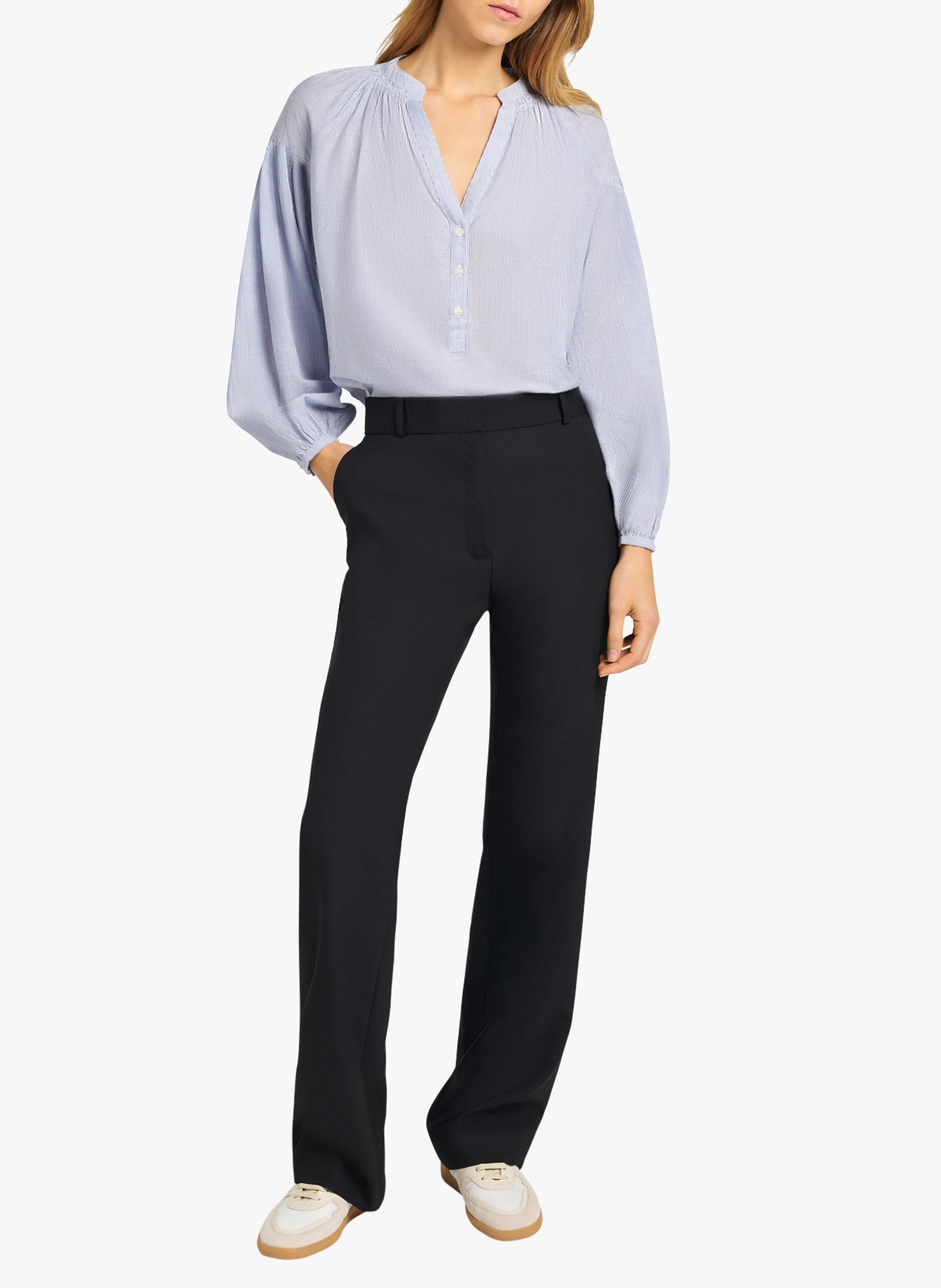 Striped cotton blouse with Tunisian collar VANESSA BRUNO Blue