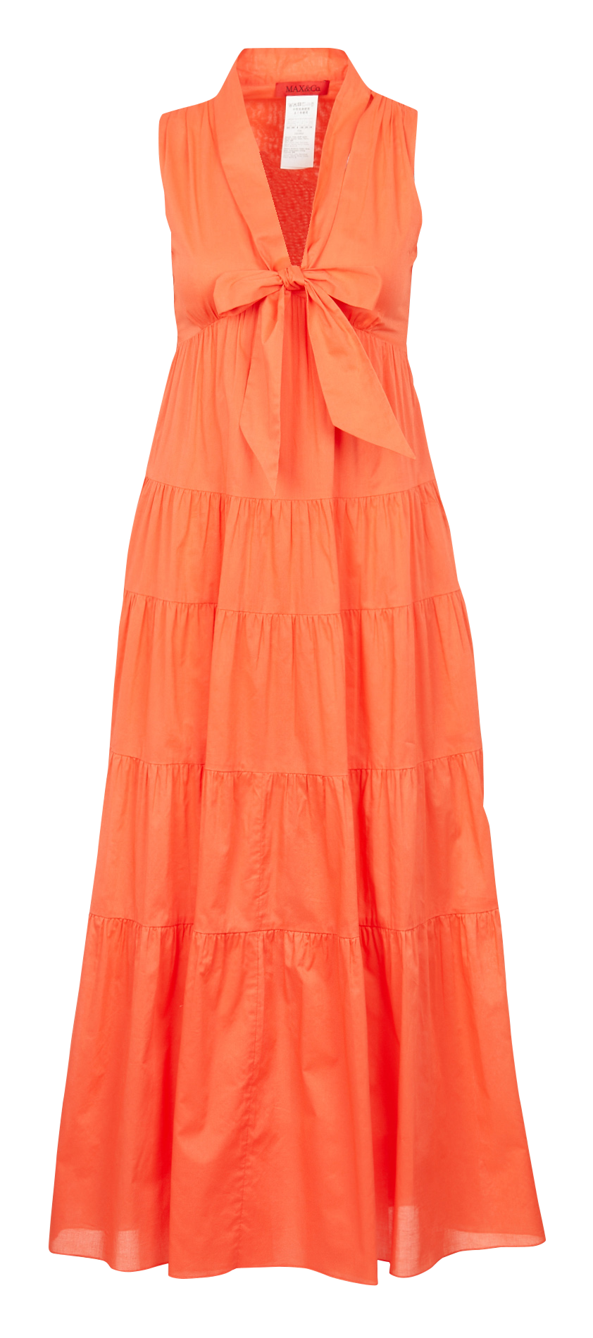 Robe longue col V en coton  MAX&Co. Orange