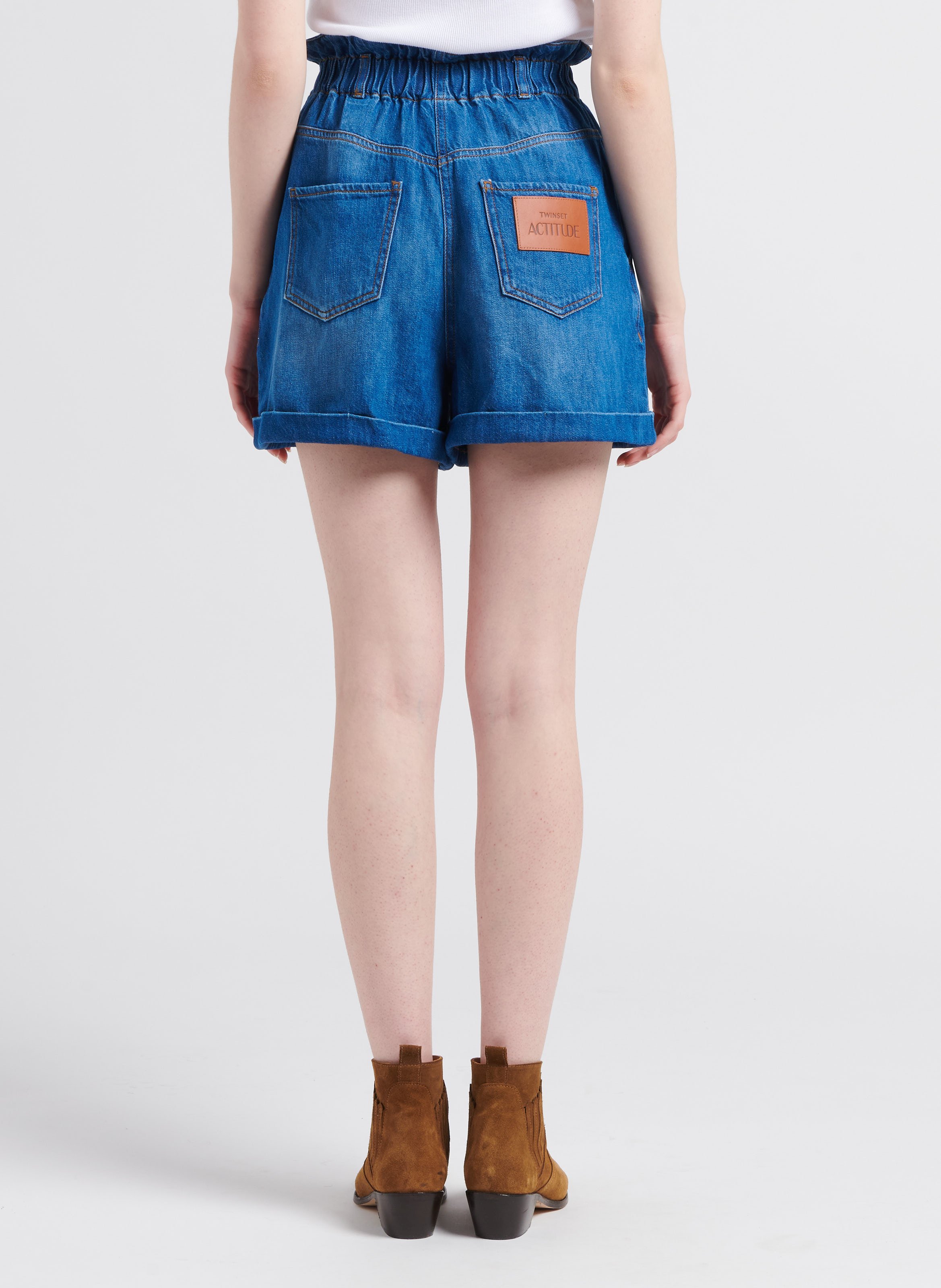 High-waisted denim shorts TWINSET Faded jeans