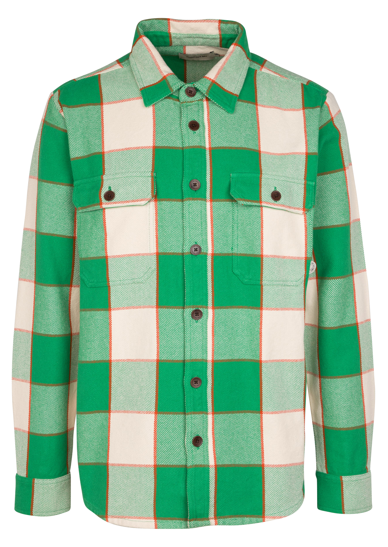 Surchemise droite col classique en coton biologique THINKING MU Vert