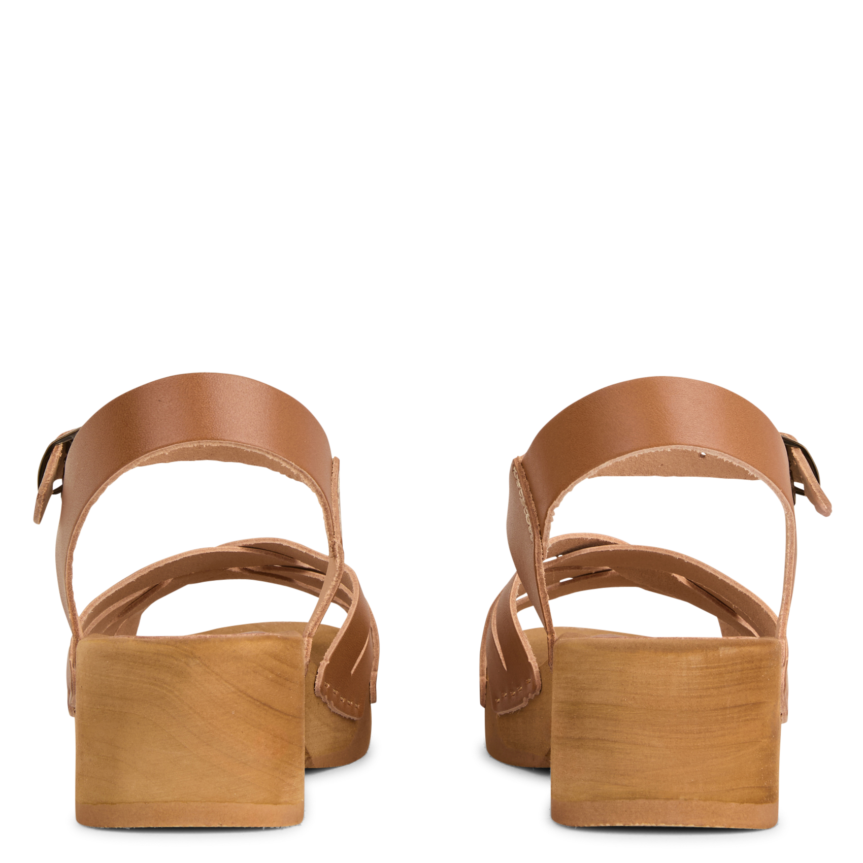 Sandalettes met hak en leer Bruin