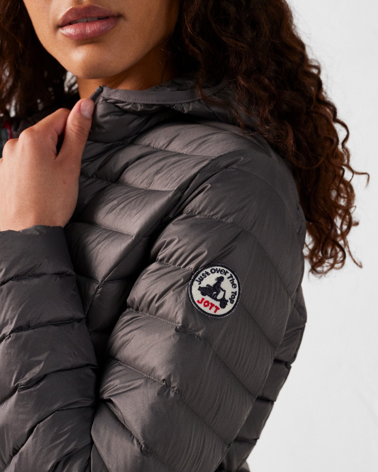 Lightweight hooded puffer jacket Cloe JOTT Grey