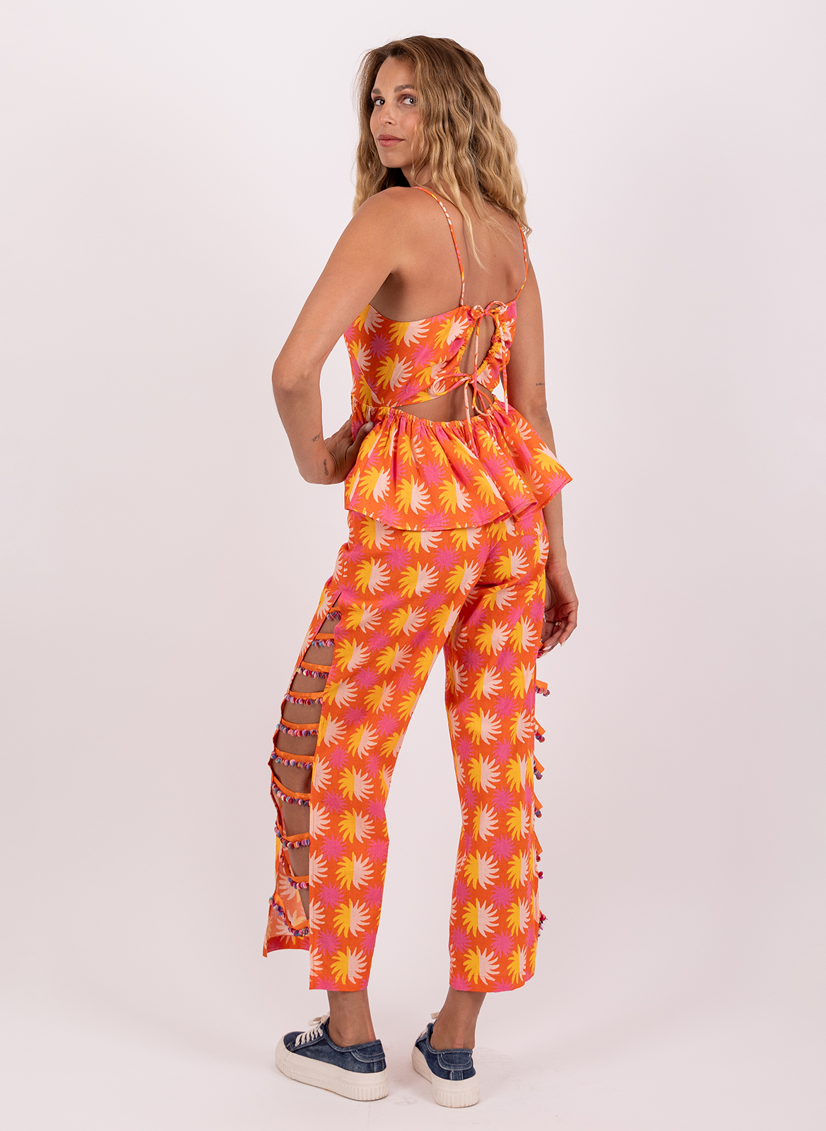 Pantalon droit fendu à motifs SUNDRESS Orange