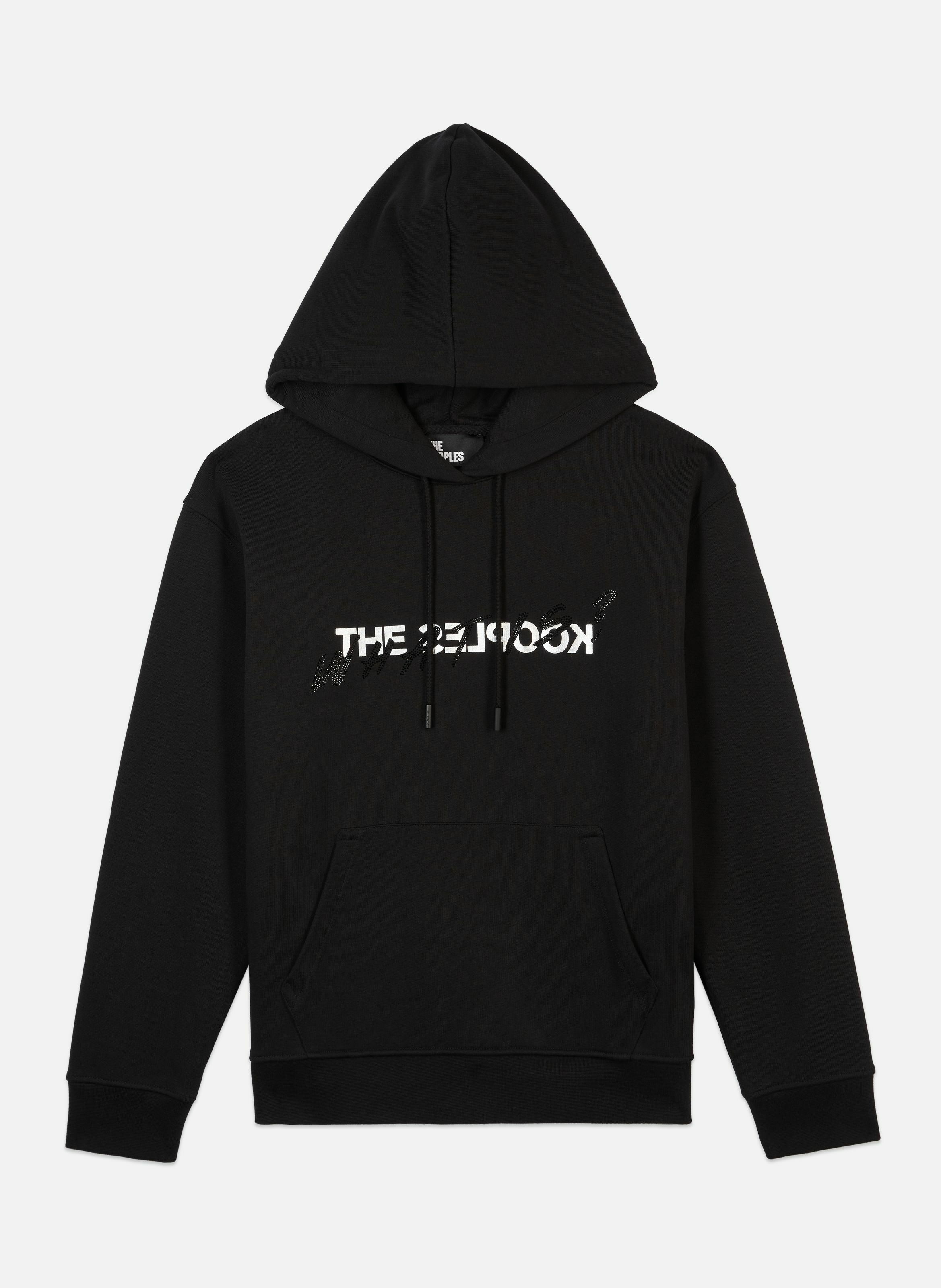 Hooded cotton sweatshirt with rhinestones. THE KOOPLES Black