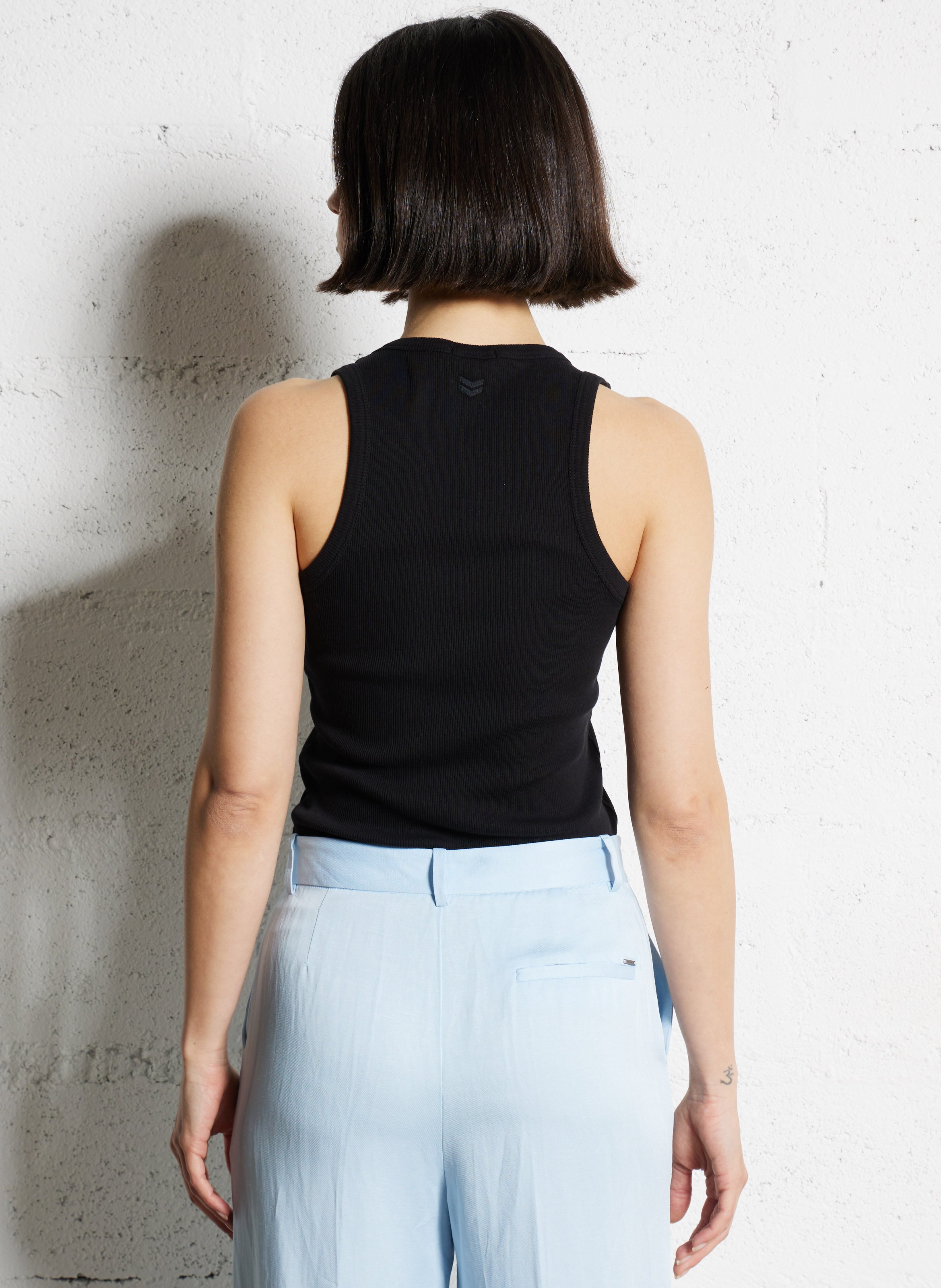 Basic cotton sleeveless top IKKS Black
