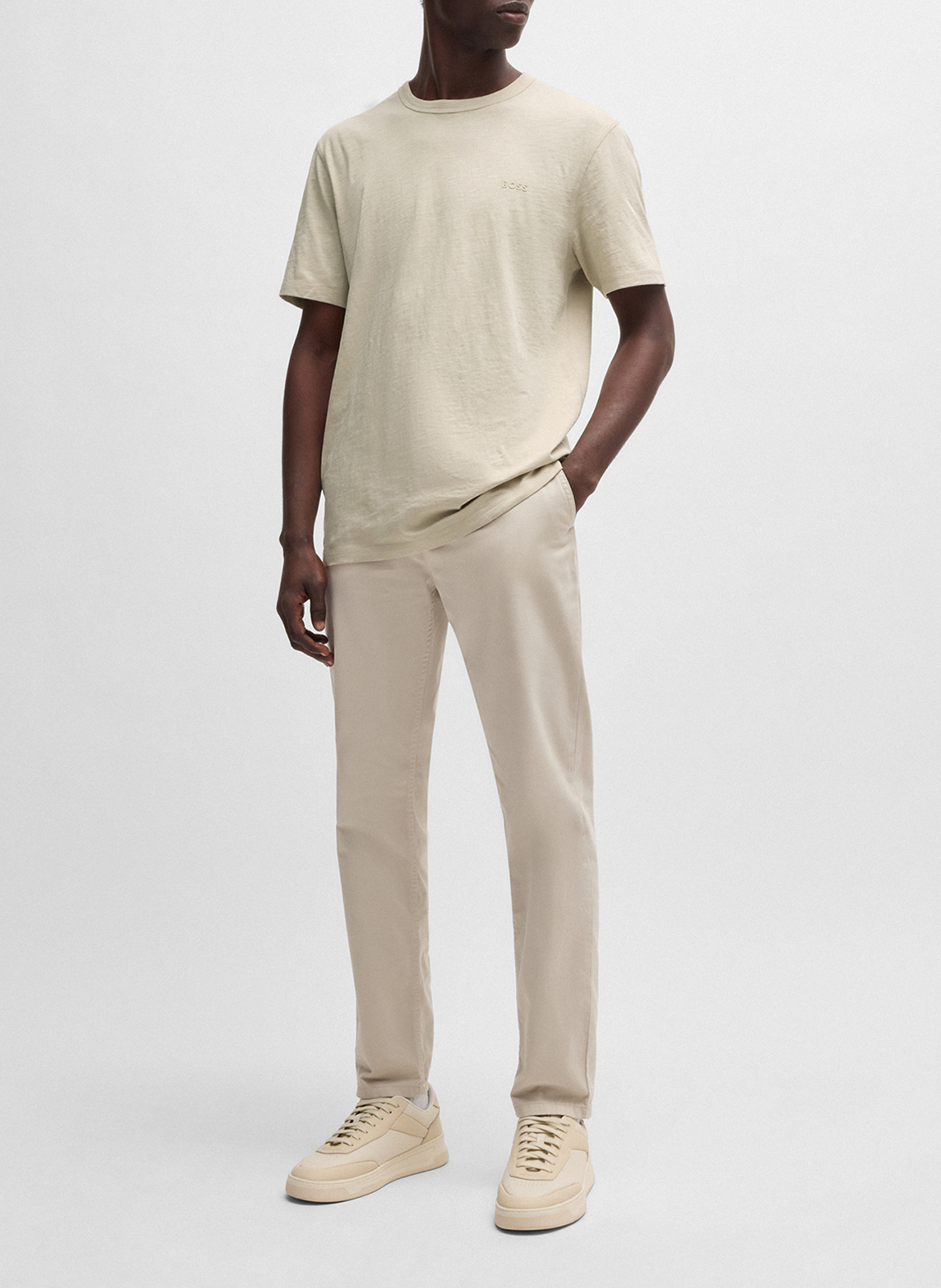 Camiliday round-neck sleeveless cotton top BOSS Beige