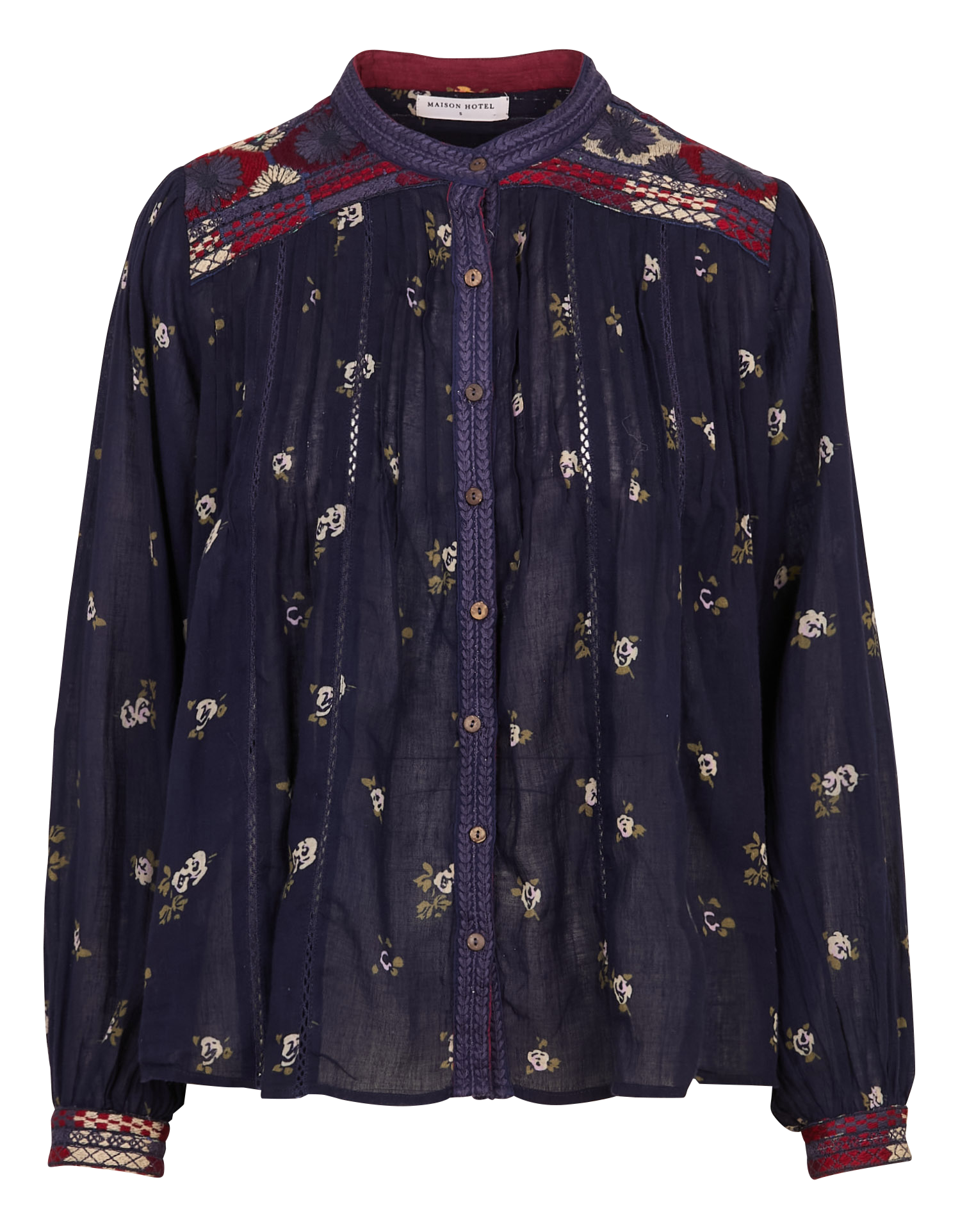Round neck blouse with floral print MAISON HOTEL Blue