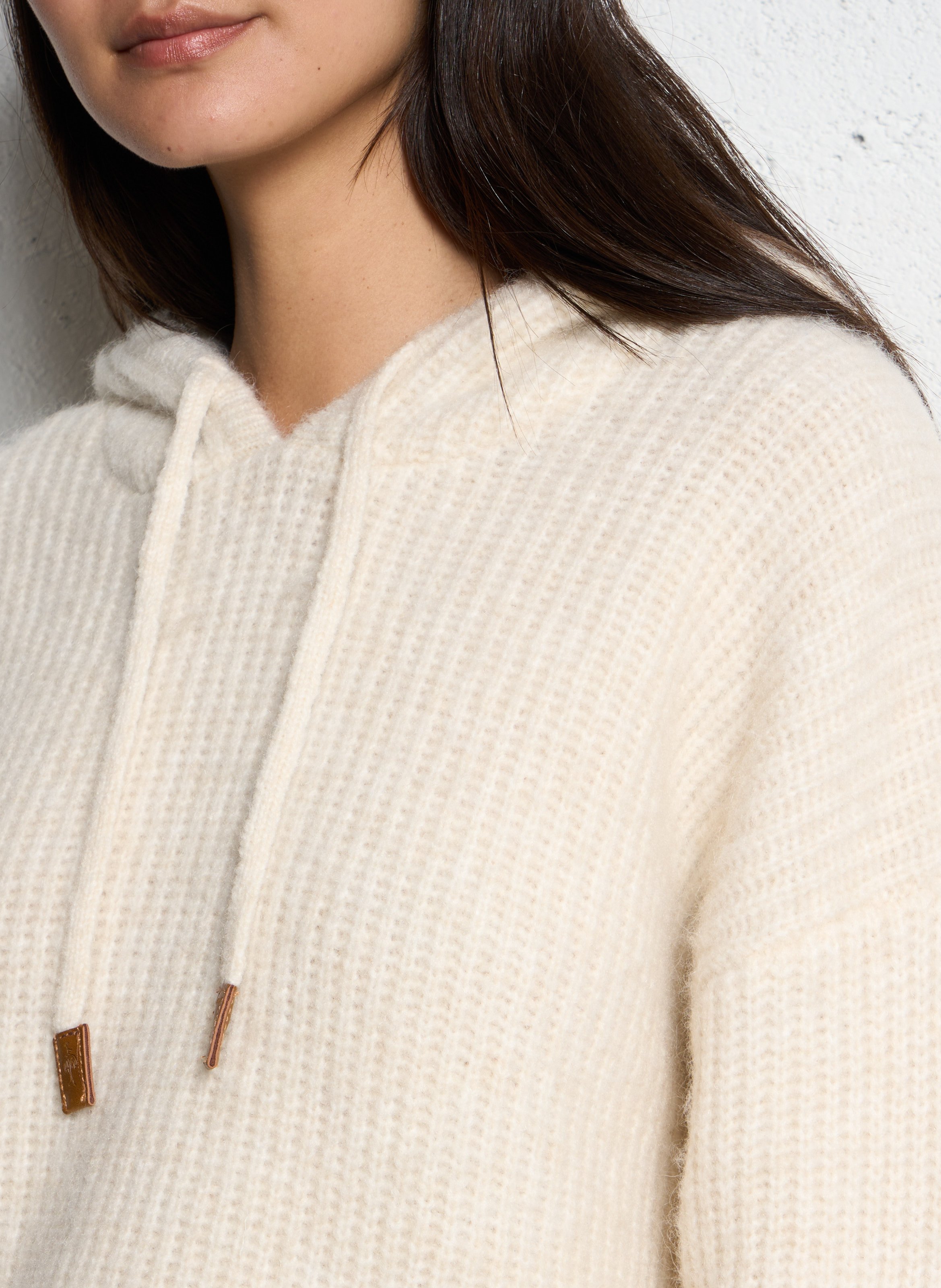 Long wool-blend knit cardigan ONE STEP White