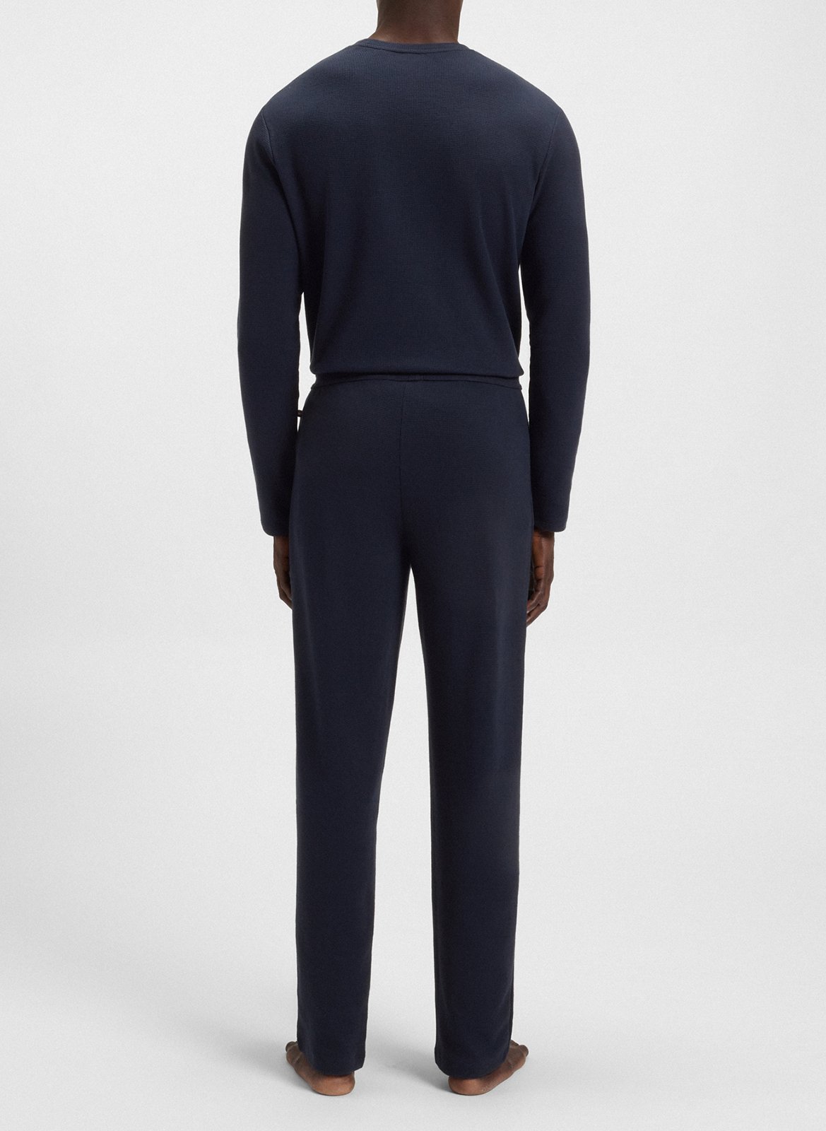 Solid straight-leg trousers with logo BOSS Blue