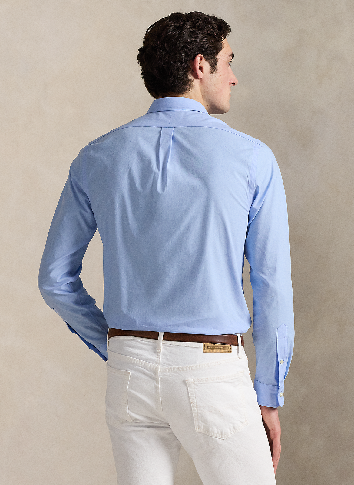 Cotton-blend straight-cut shirt with button-down collar POLO RALPH LAUREN Blue
