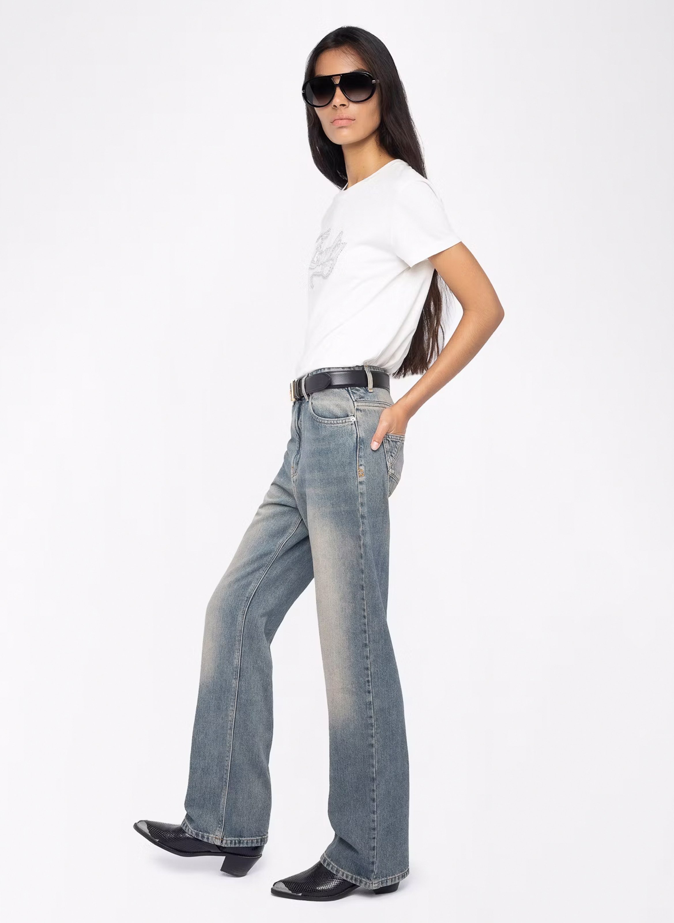 Tee-shirt droit en coton brodé ZADIG&VOLTAIRE Blanc