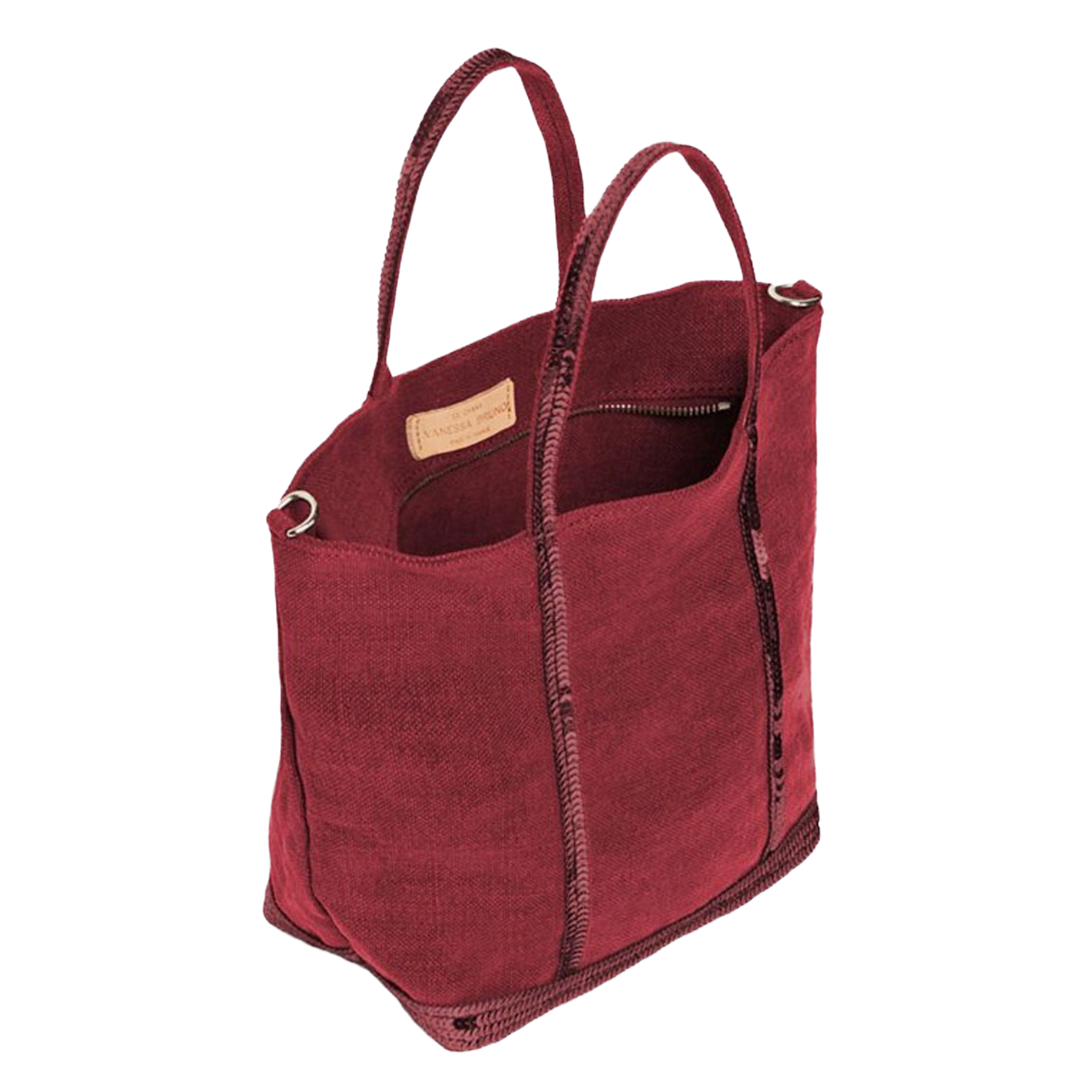 Sac cabas S à sequins en lin  VANESSA BRUNO Rose