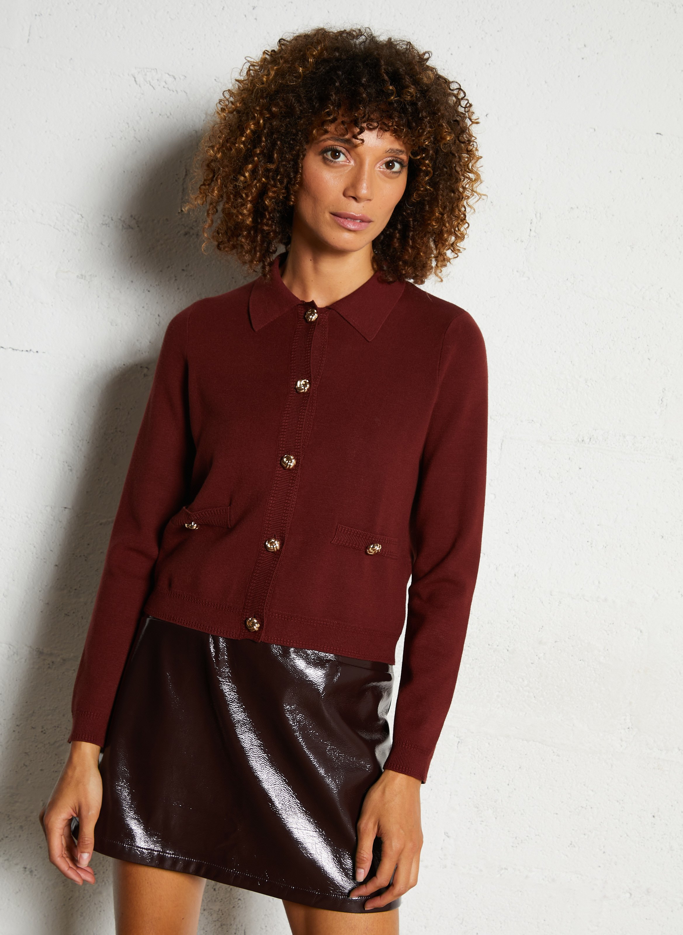 Straight cardigan with classic collar PETITE MENDIGOTE