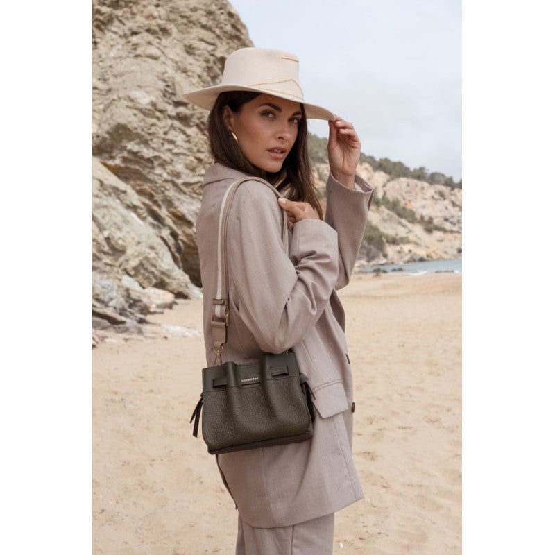 Shoulder bag - cowhide leather POURCHET Khaki