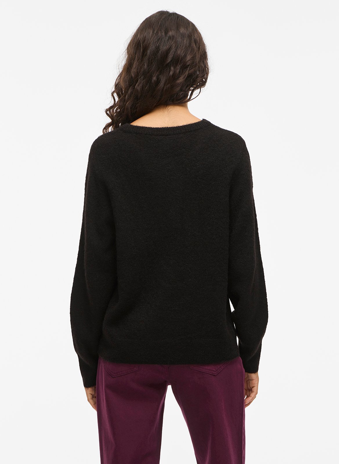 Pull droit col rond en maille VILA Noir