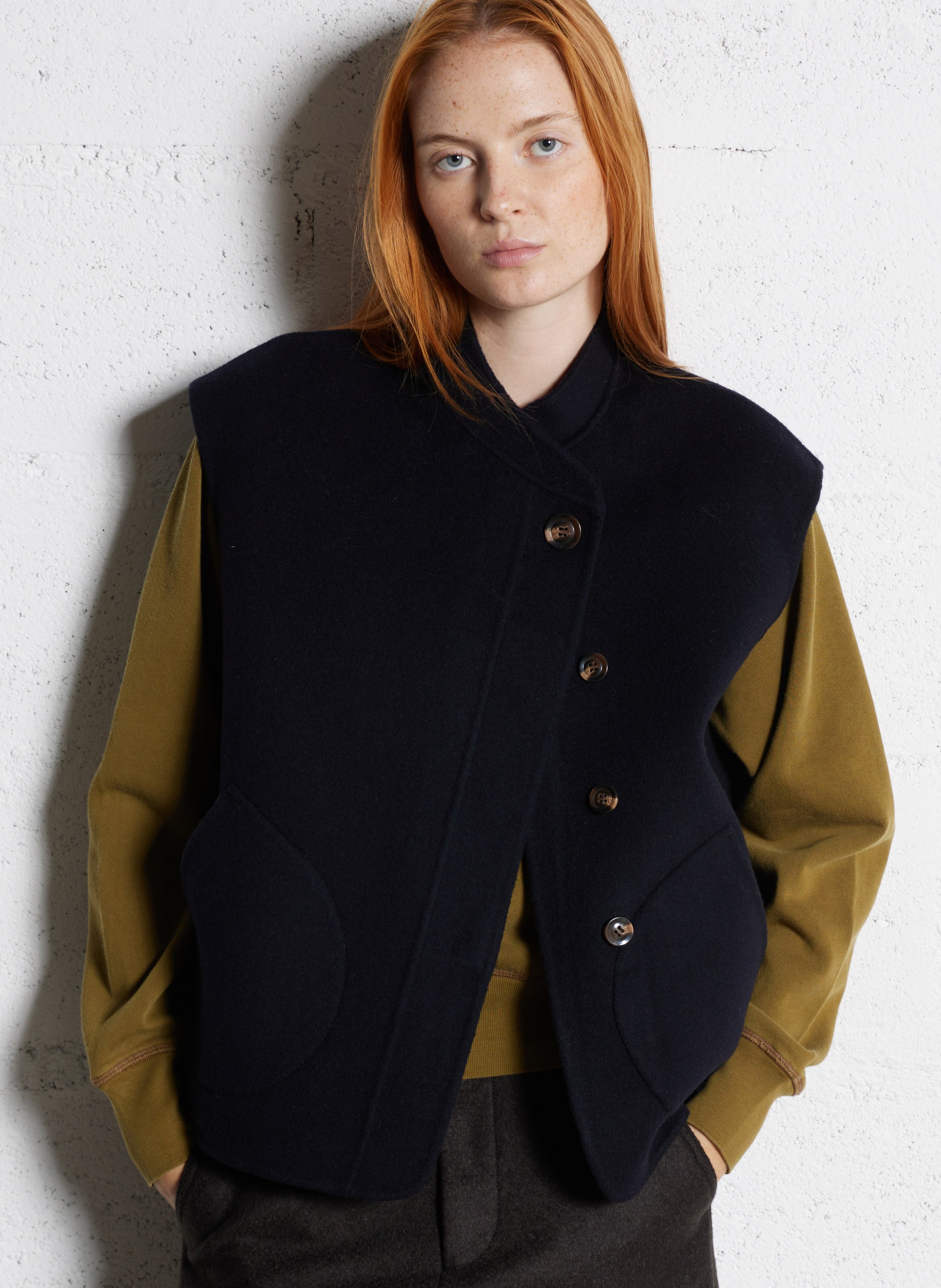 Blouson court sans manches en laine mélangée SOEUR