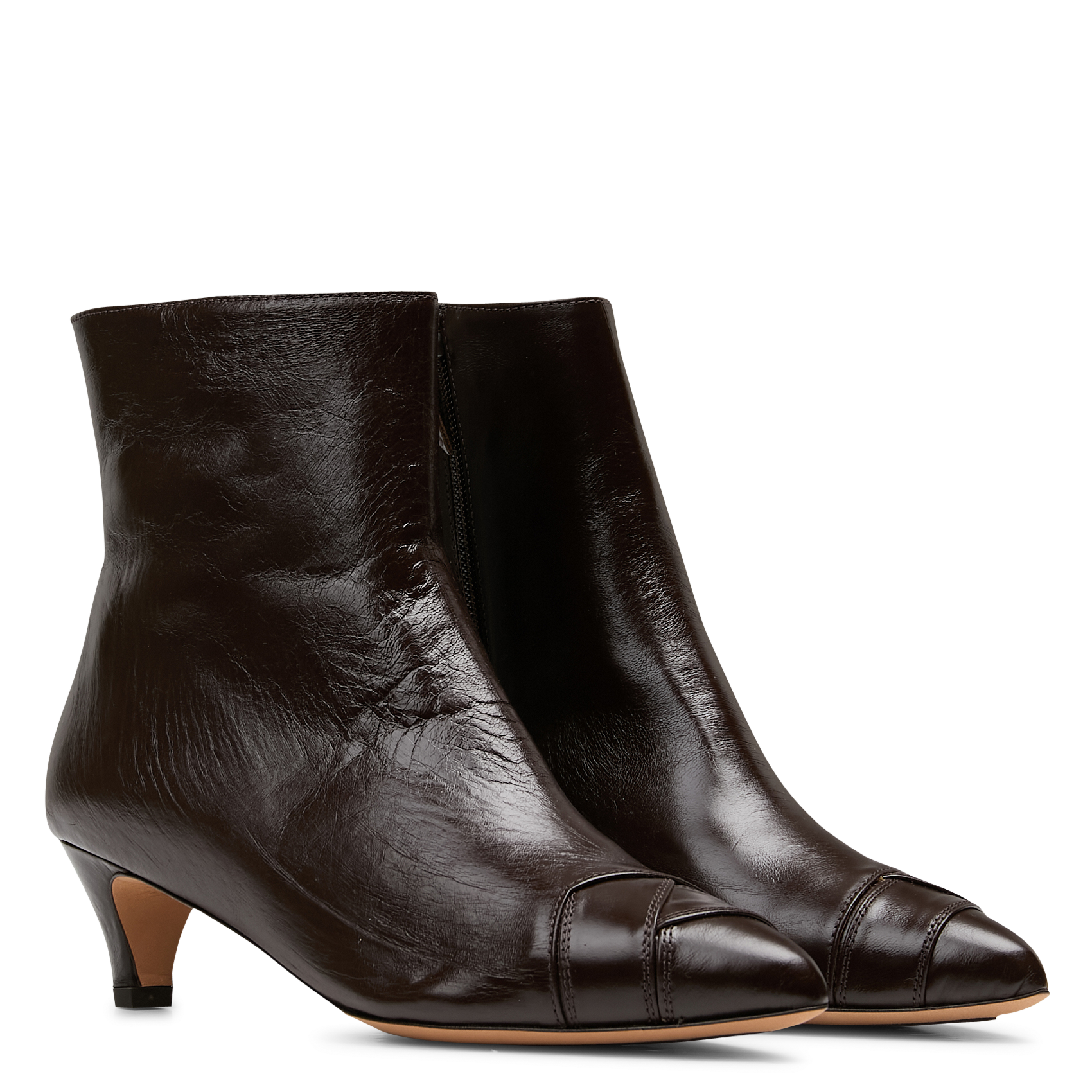 Bottines à petits talons en cuir ANONYMOUS COPENHAGEN Marron