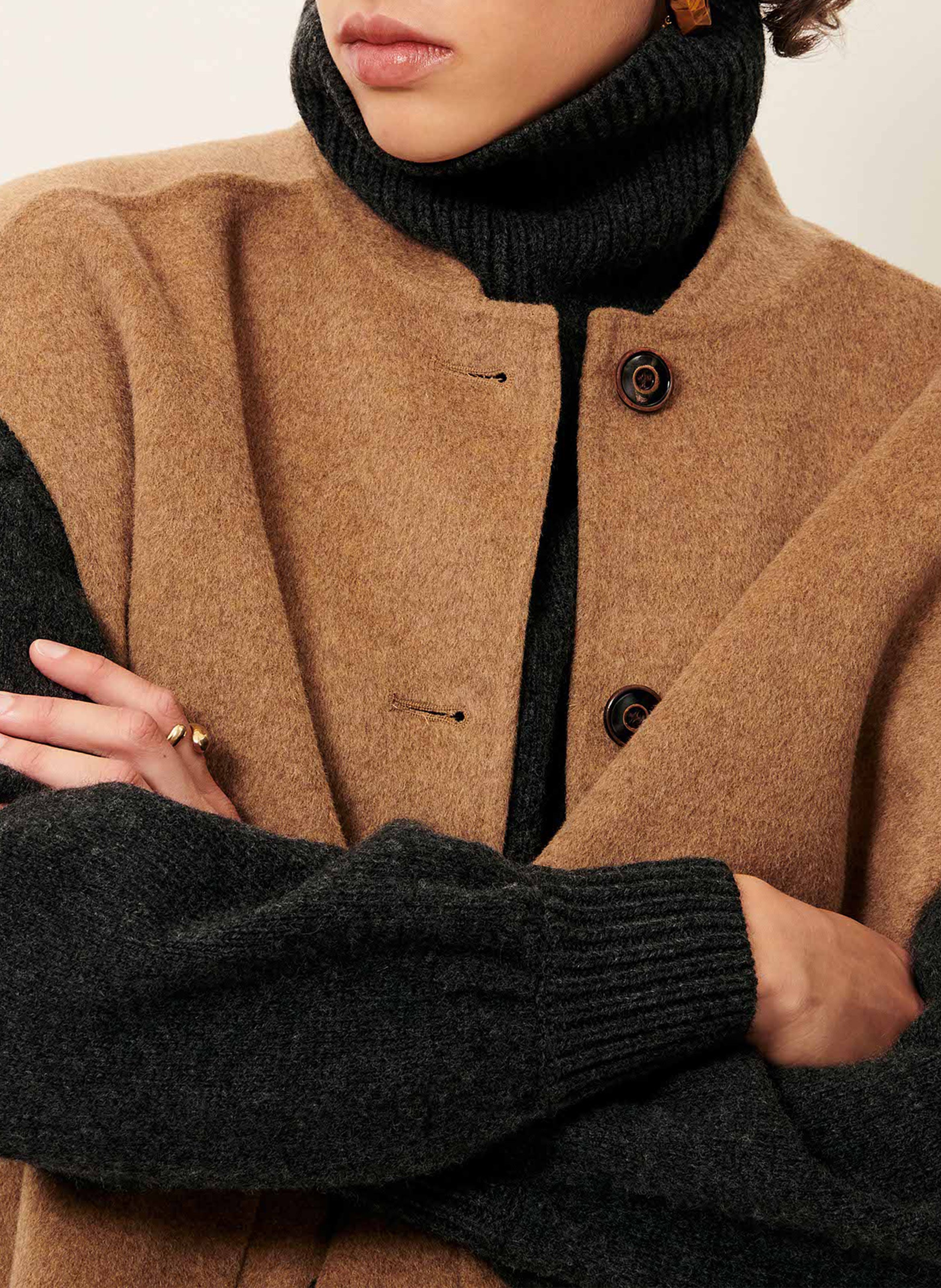 Veste oversize en laine mélangée SESSUN Beige