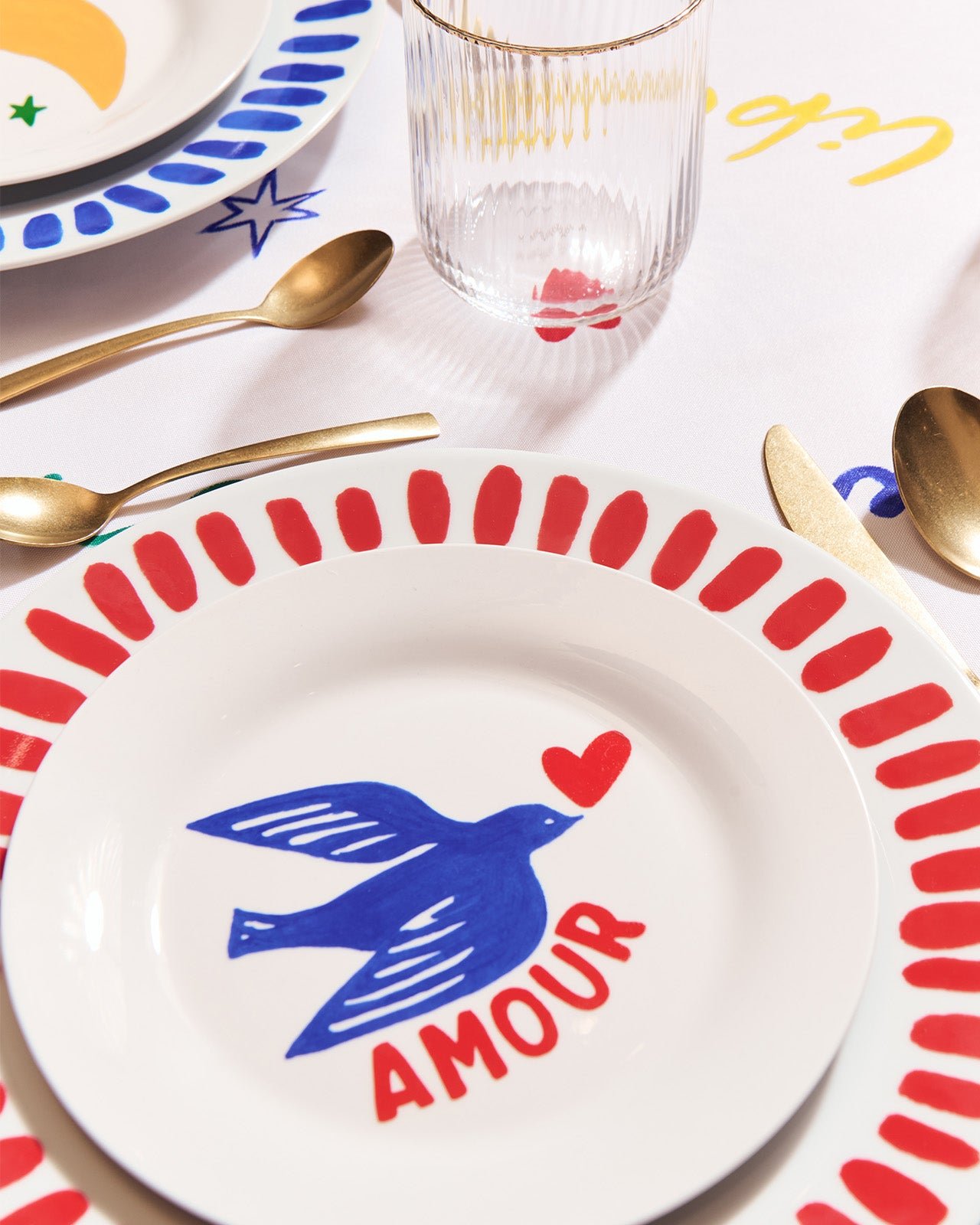 L'assiette amour en porcelaine EMOI EMOI Blanc