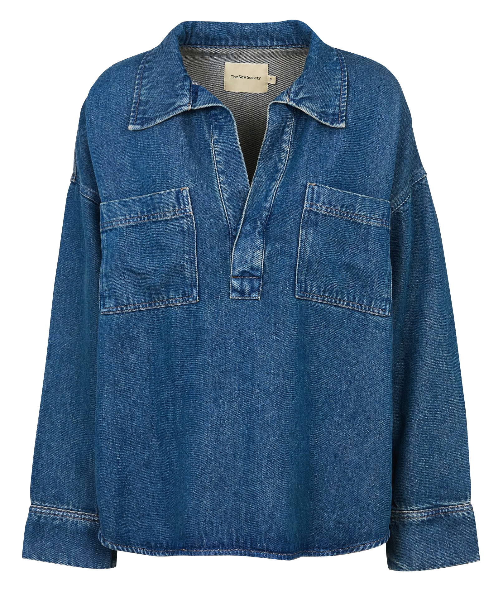 Top col classique en denim THE NEW SOCIETY Bleu
