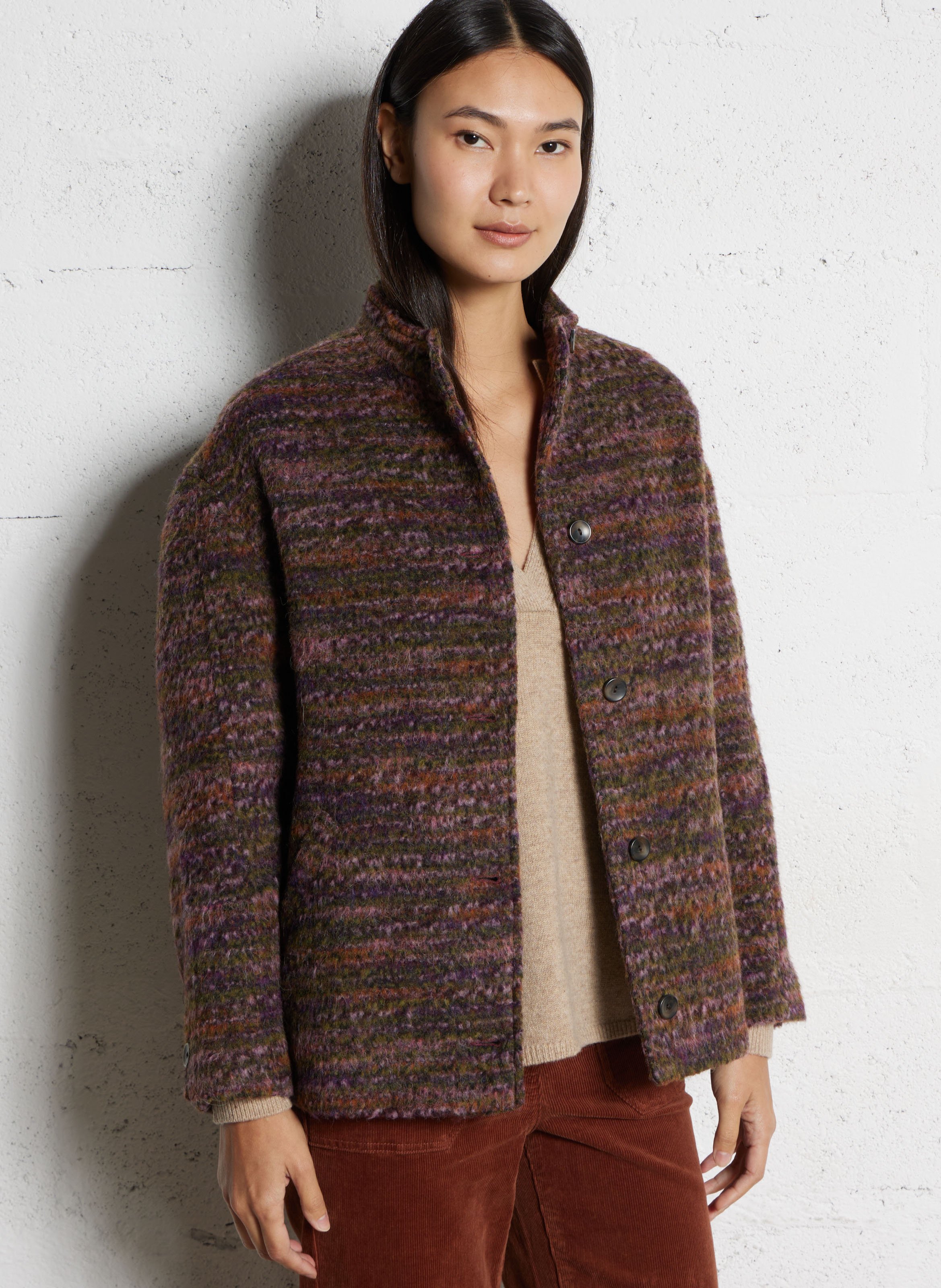 Oversized printed coat with buttons MAISON 123 Multicolored