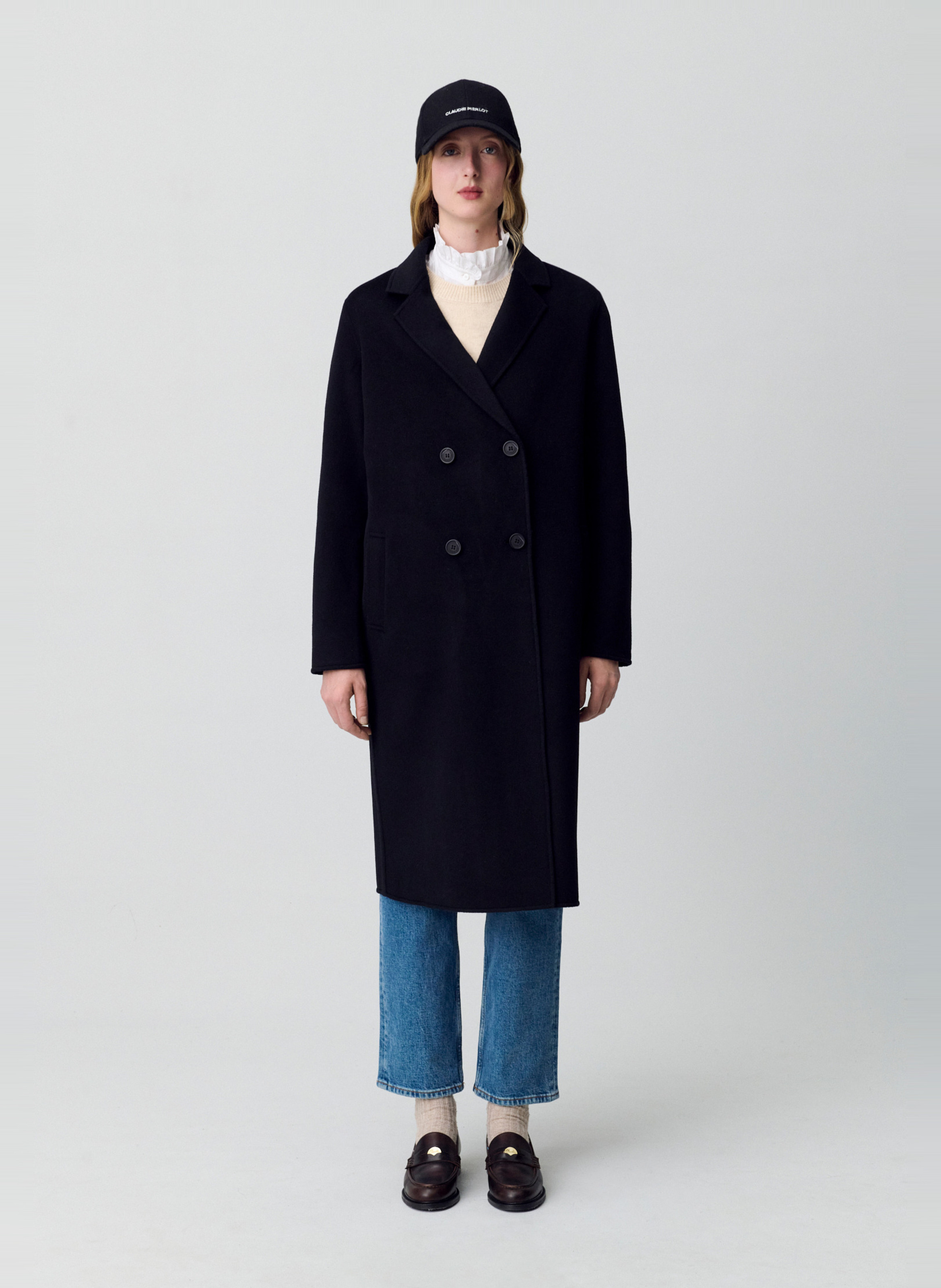 Manteau col tailleur en laine mélangée CLAUDIE PIERLOT Noir