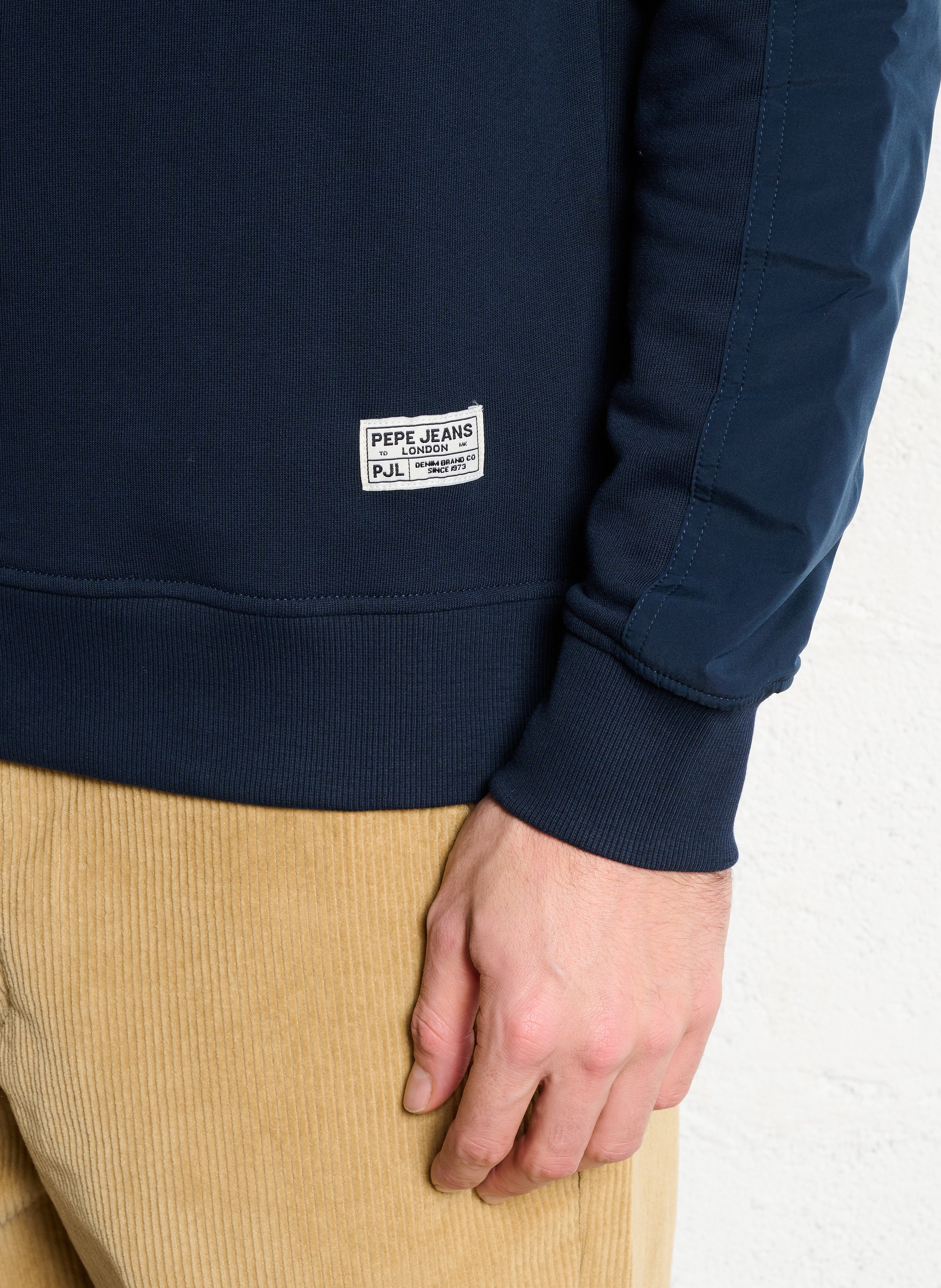 Straight high-neck cotton sweatshirt PEPE JEANS Blue