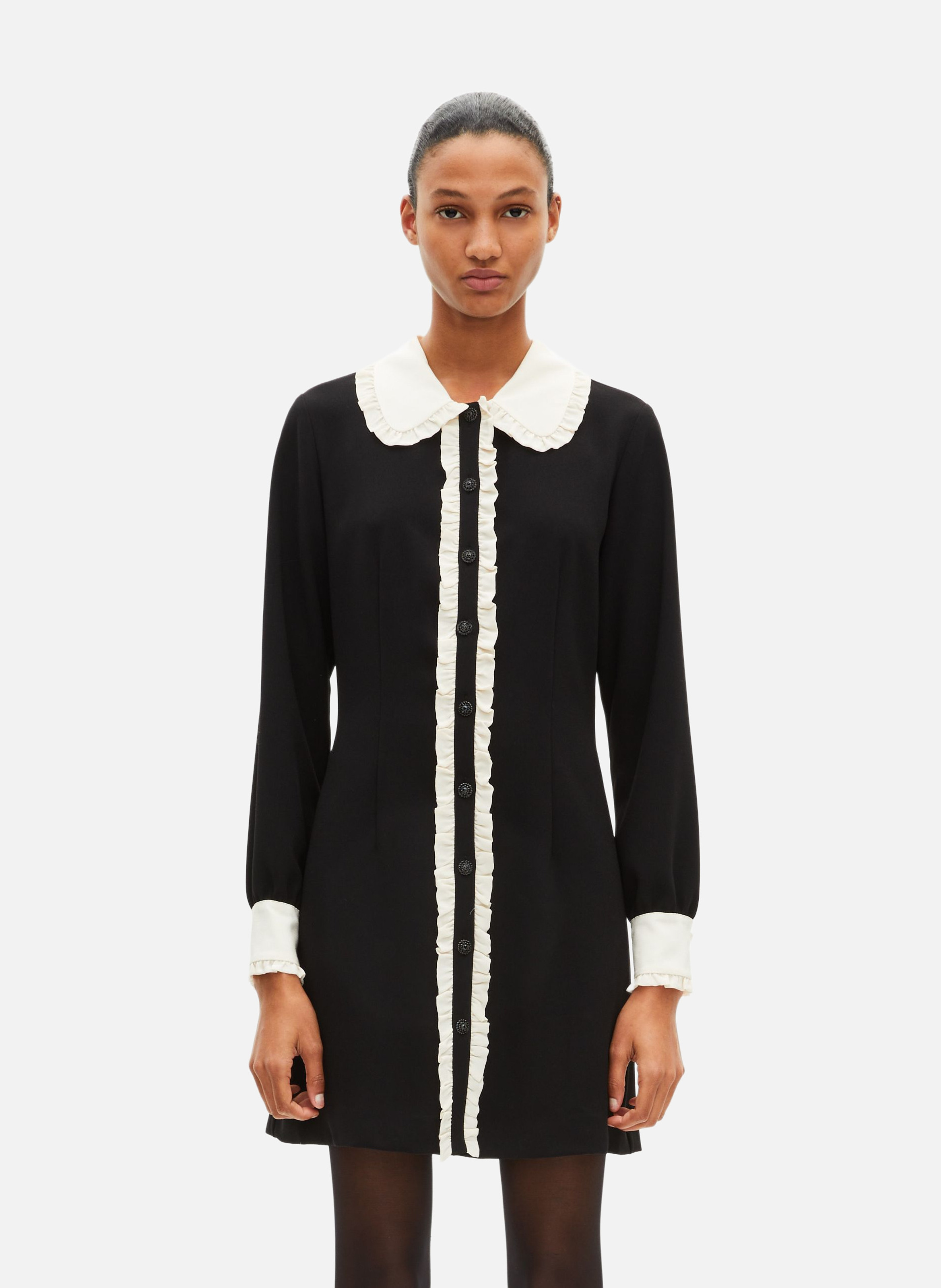 Short dress with contrast collar THE KOOPLES Black
