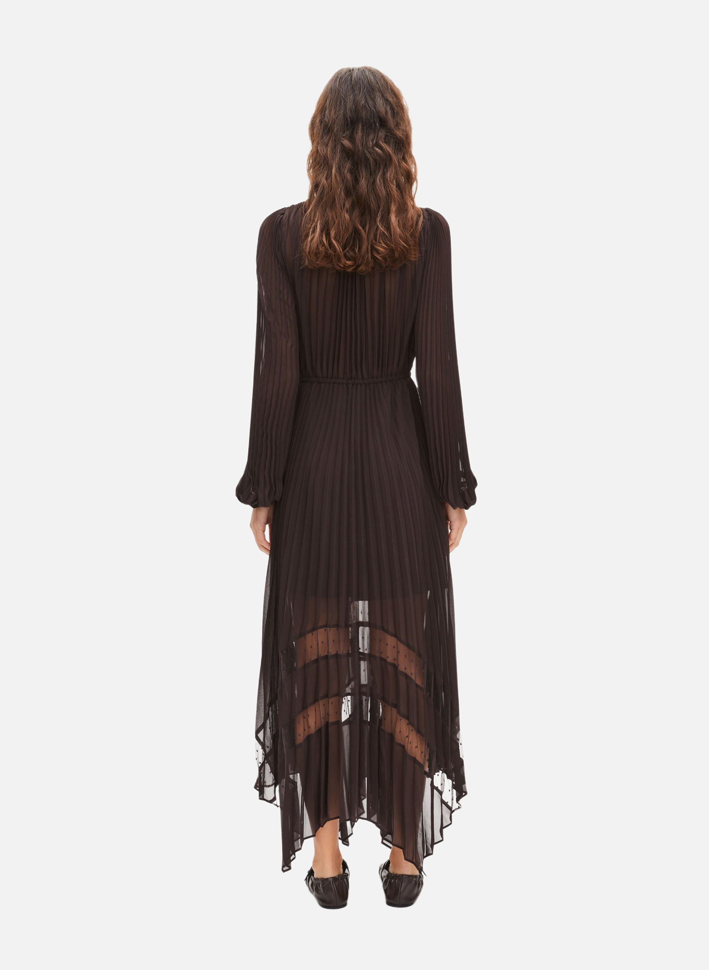 Long pleated dress THE KOOPLES Brown