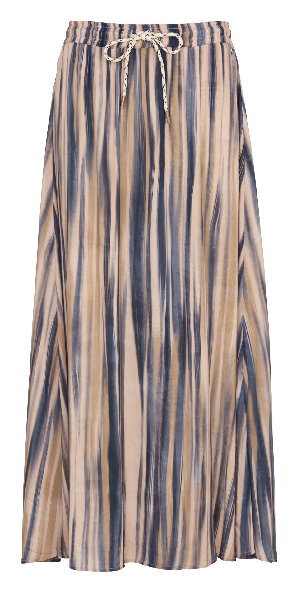 Halflange, gerende rok met print PLEASE Beige