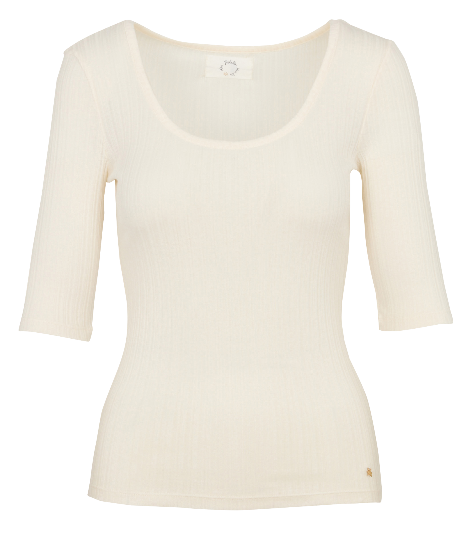 Tee-shirt aderente con scollo rotondo in misto cotone biologico DES PETITS HAUTS