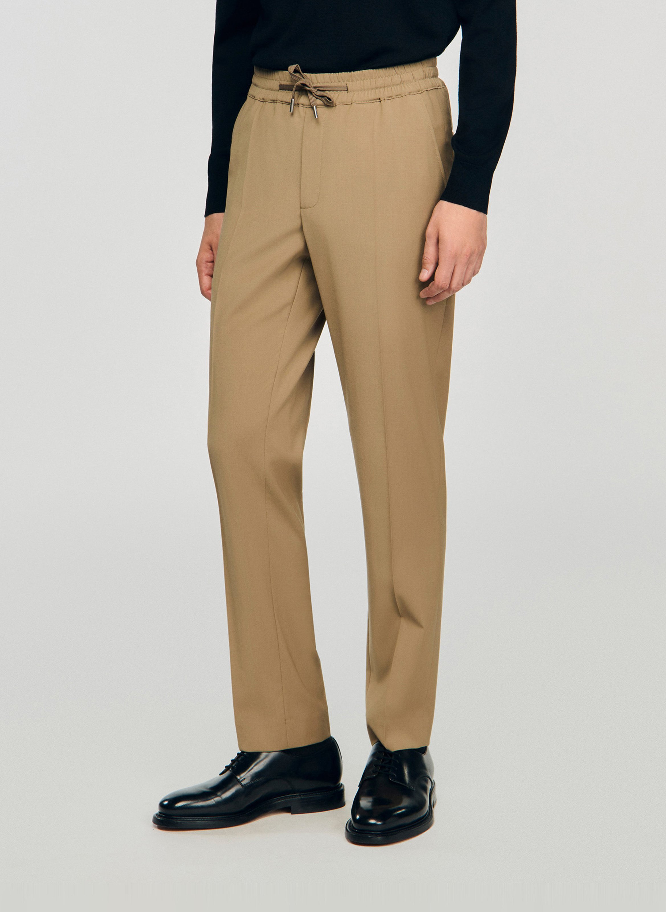 Pantalon droit élastiqué SANDRO Marron