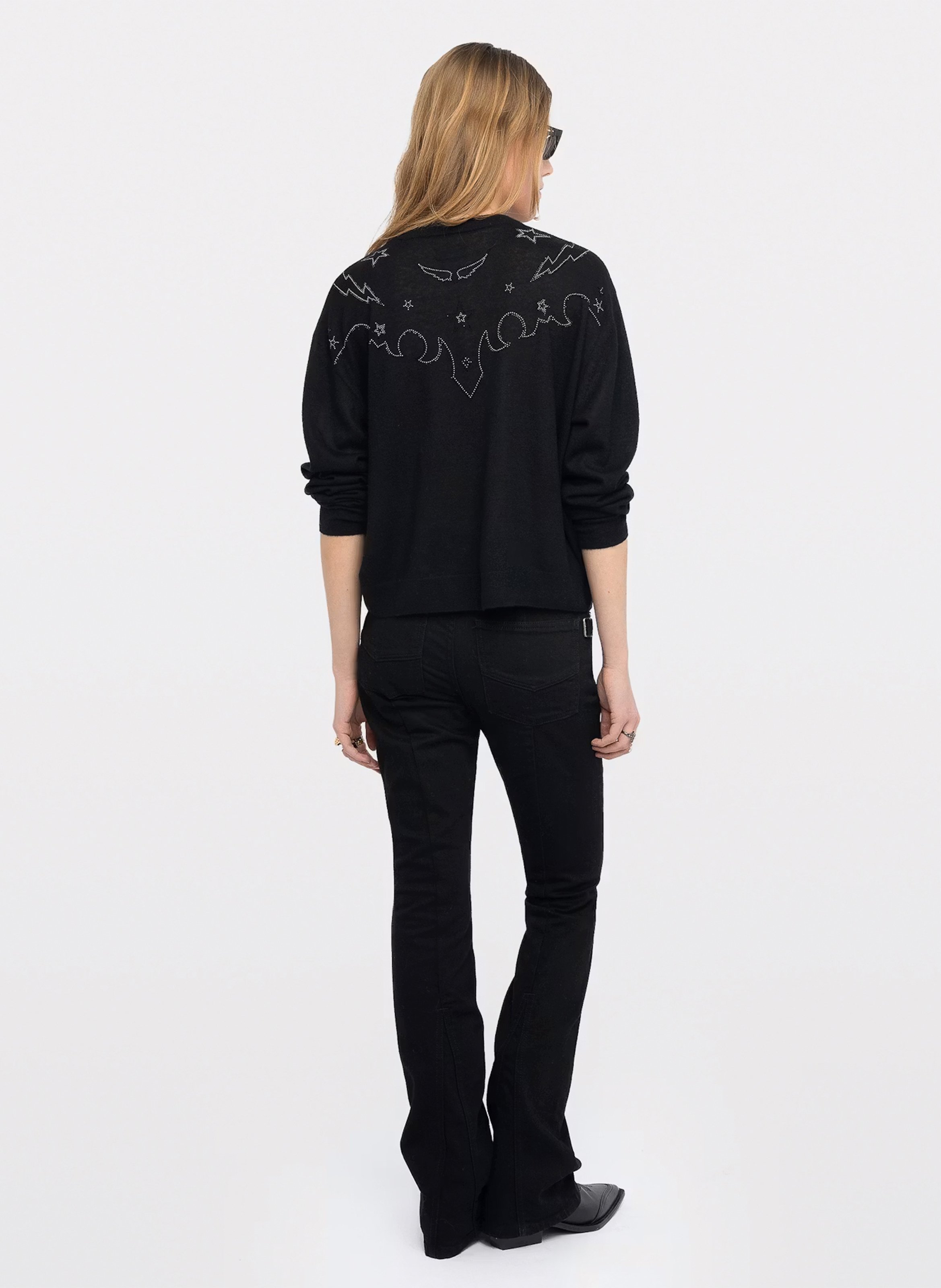 Gerader Pullover mit Strass aus Kaschmir ZADIG&VOLTAIRE Schwarz