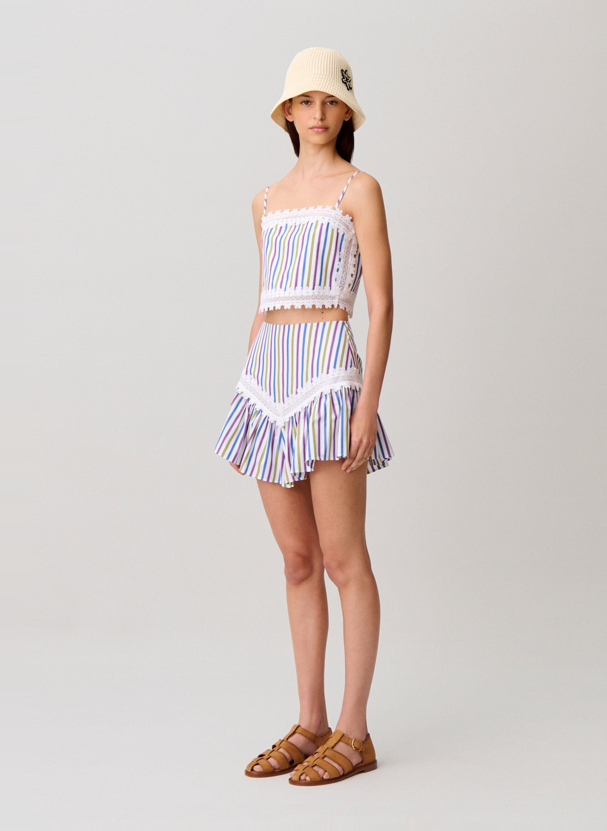 Top court bretelles à rayures CLAUDIE PIERLOT Multicolore