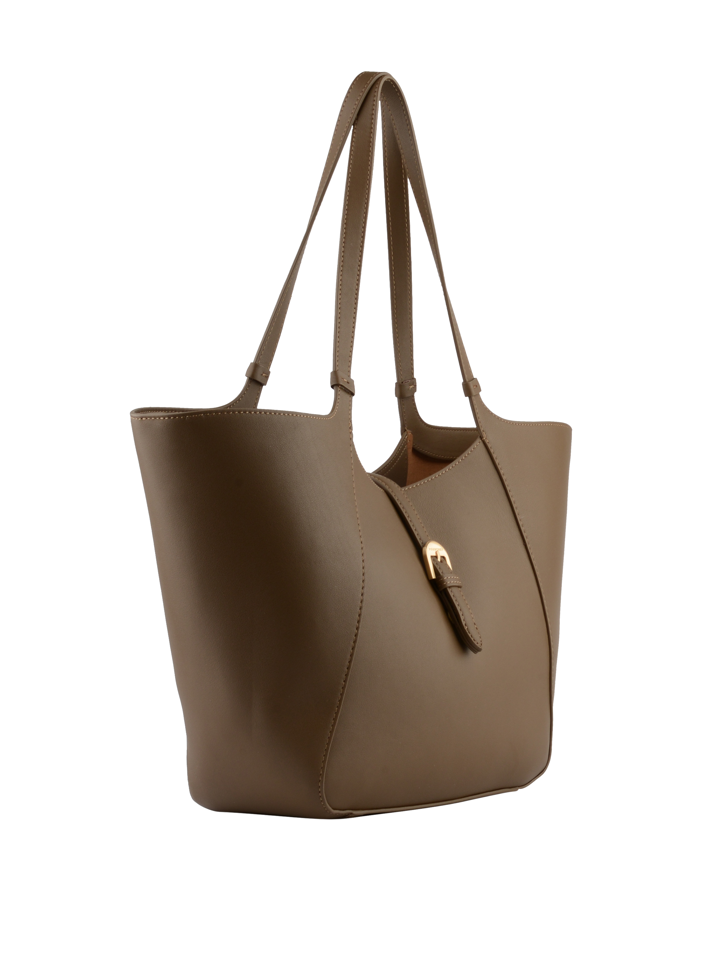 Calfskin leather shoulder bag Beige