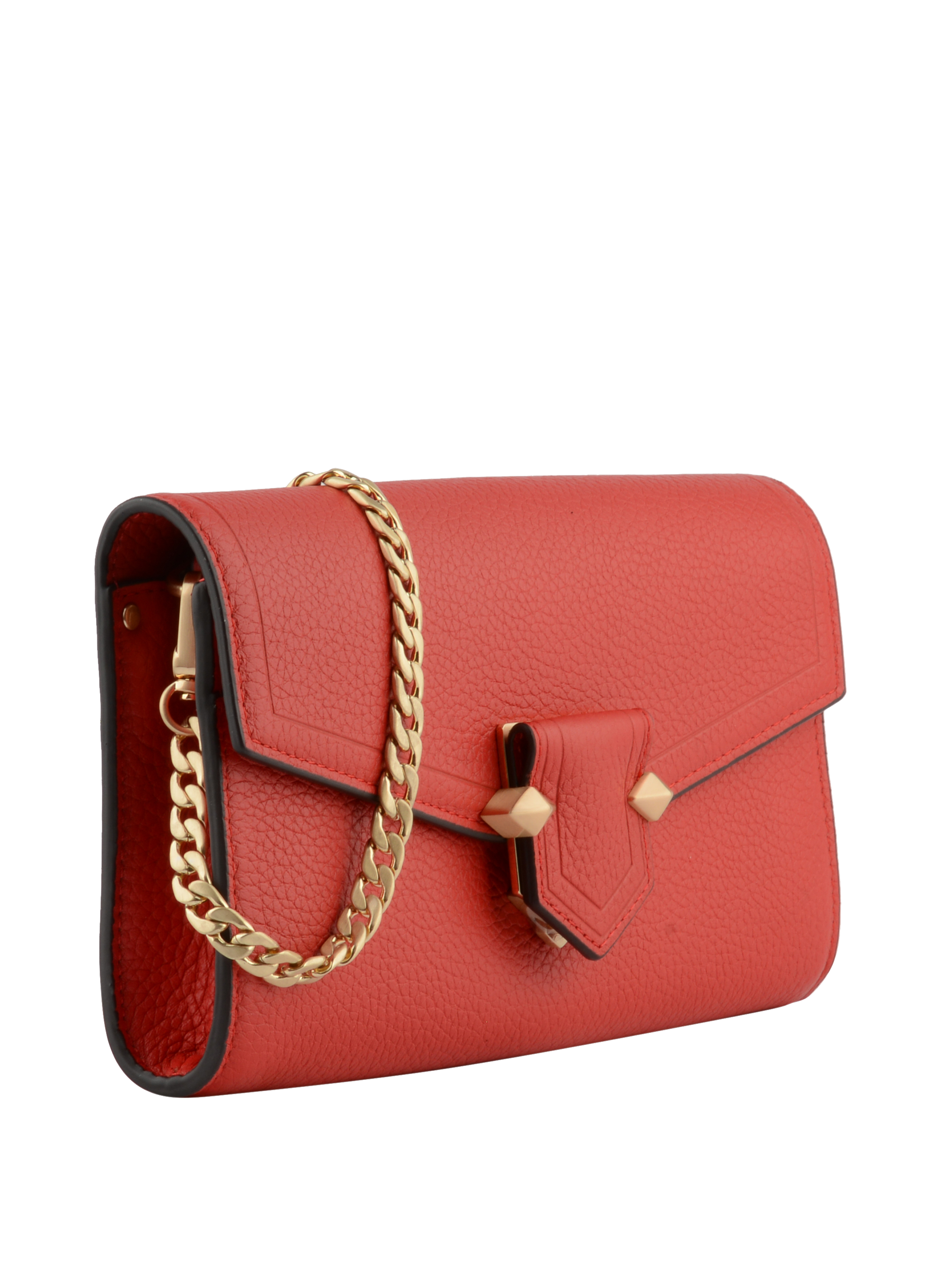 Calfskin leather shoulder bag Red